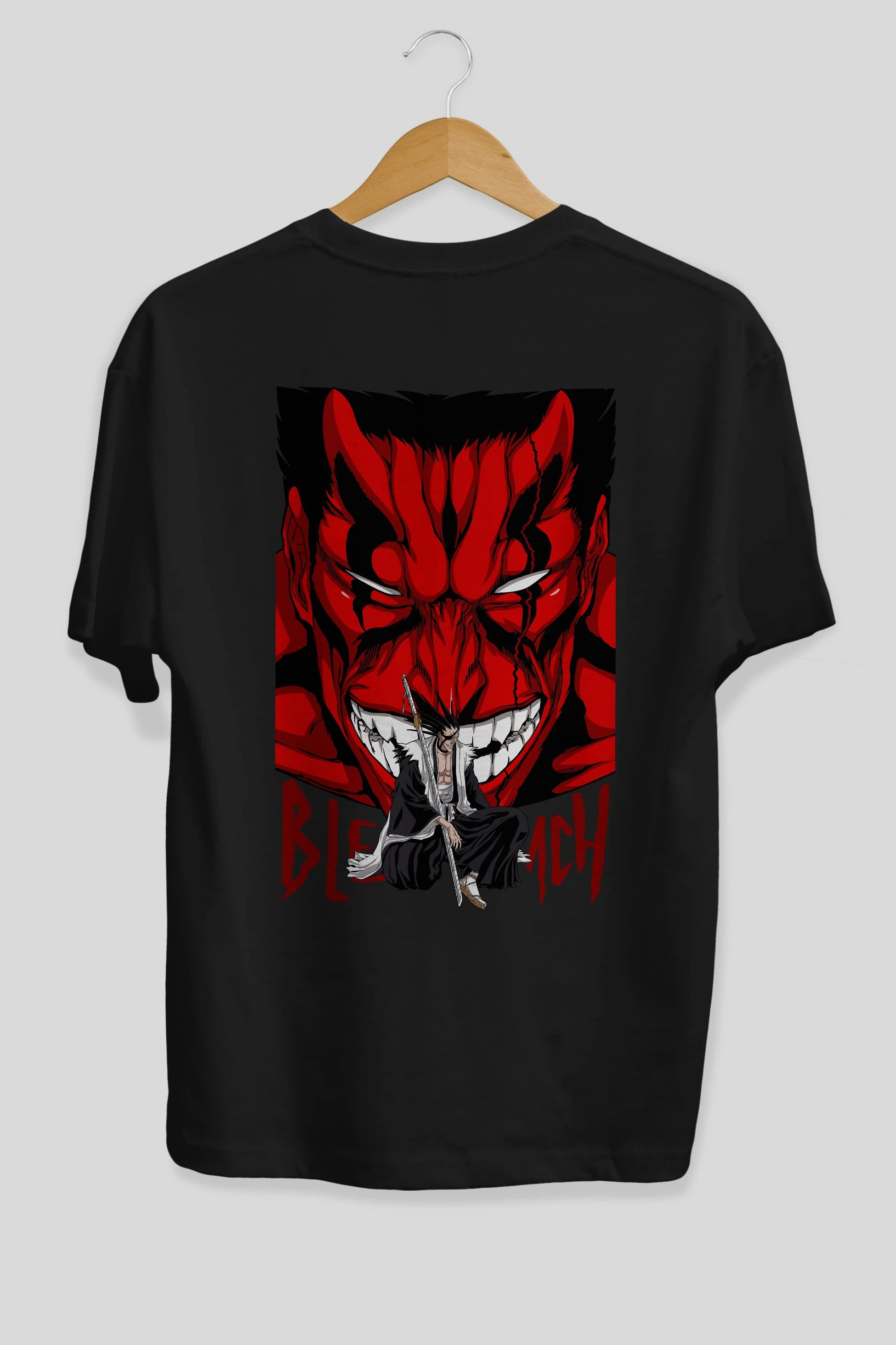 KENPACHI ZARAKI BLEACH Anime Arka Baskılı Oversize t-shirt Erkek Kadın Unisex