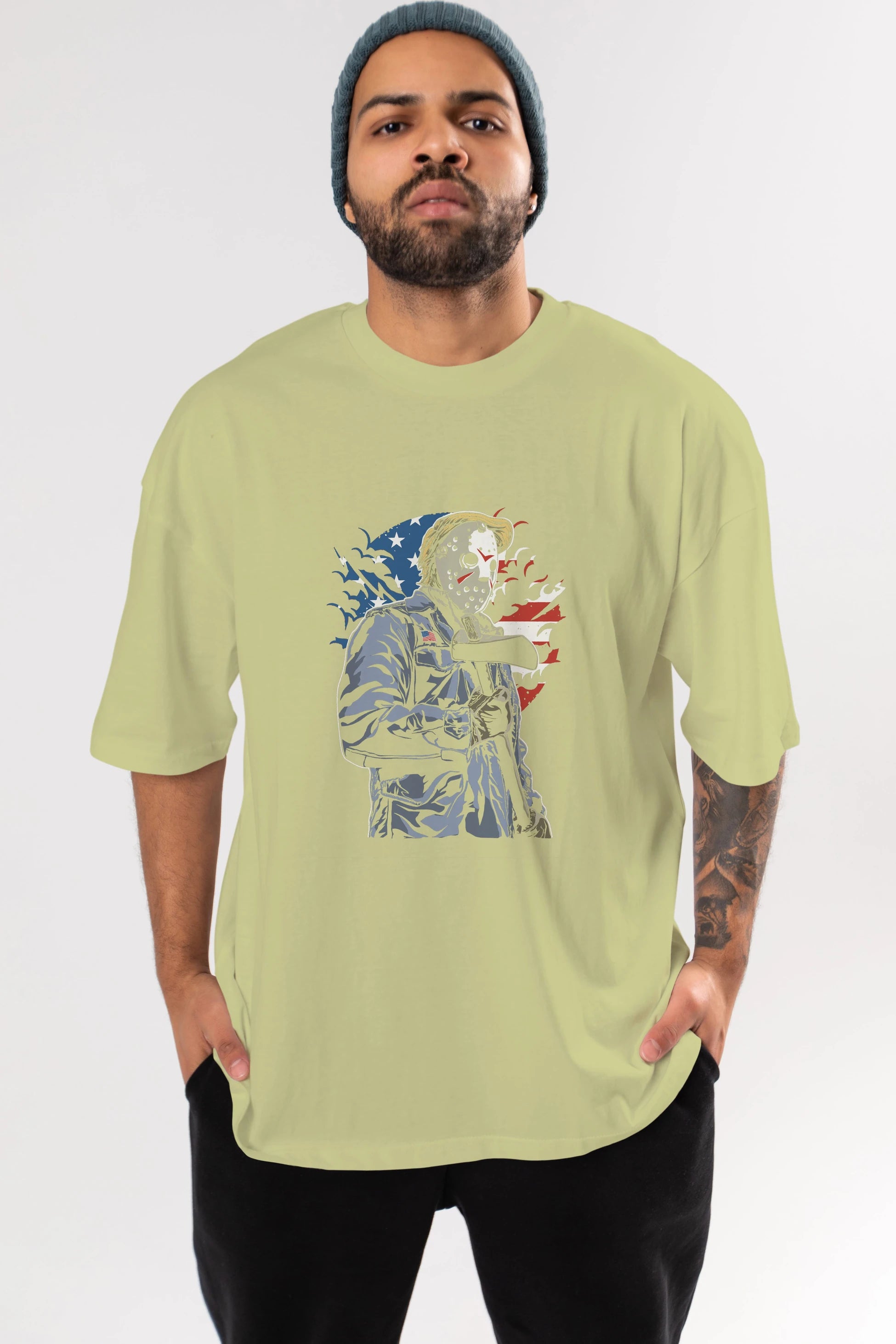 American Killer Ön Baskılı Oversize t-shirt Erkek Kadın Unisex %100 Pamuk tişort