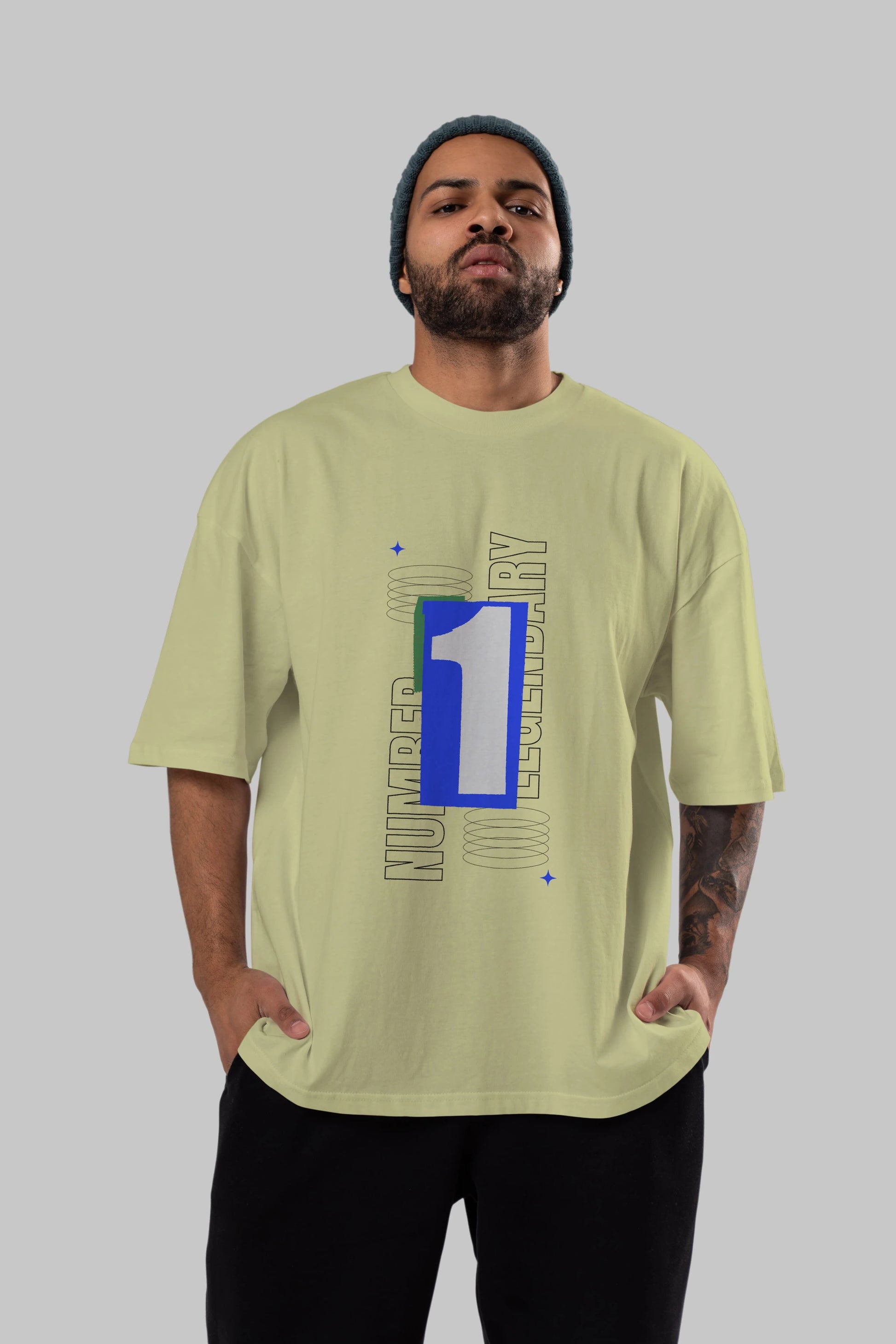 Number 1 Yazılı Ön Baskılı Oversize t-shirt Erkek Kadın Unisex