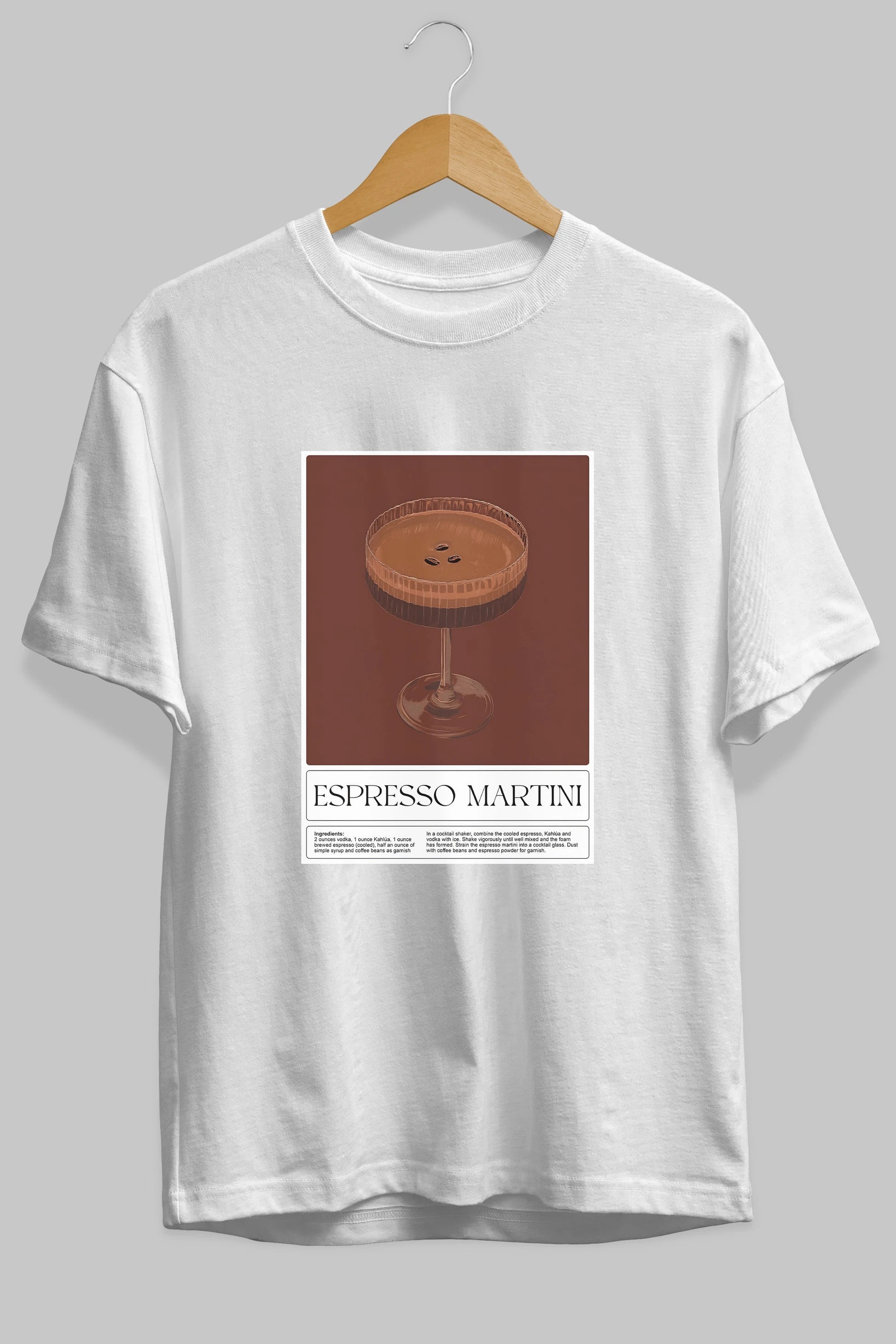Espresso Martini Ön Baskılı Oversize t-shirt Erkek Kadın Unisex %100 Pamuk Bisiklet Yaka tişort