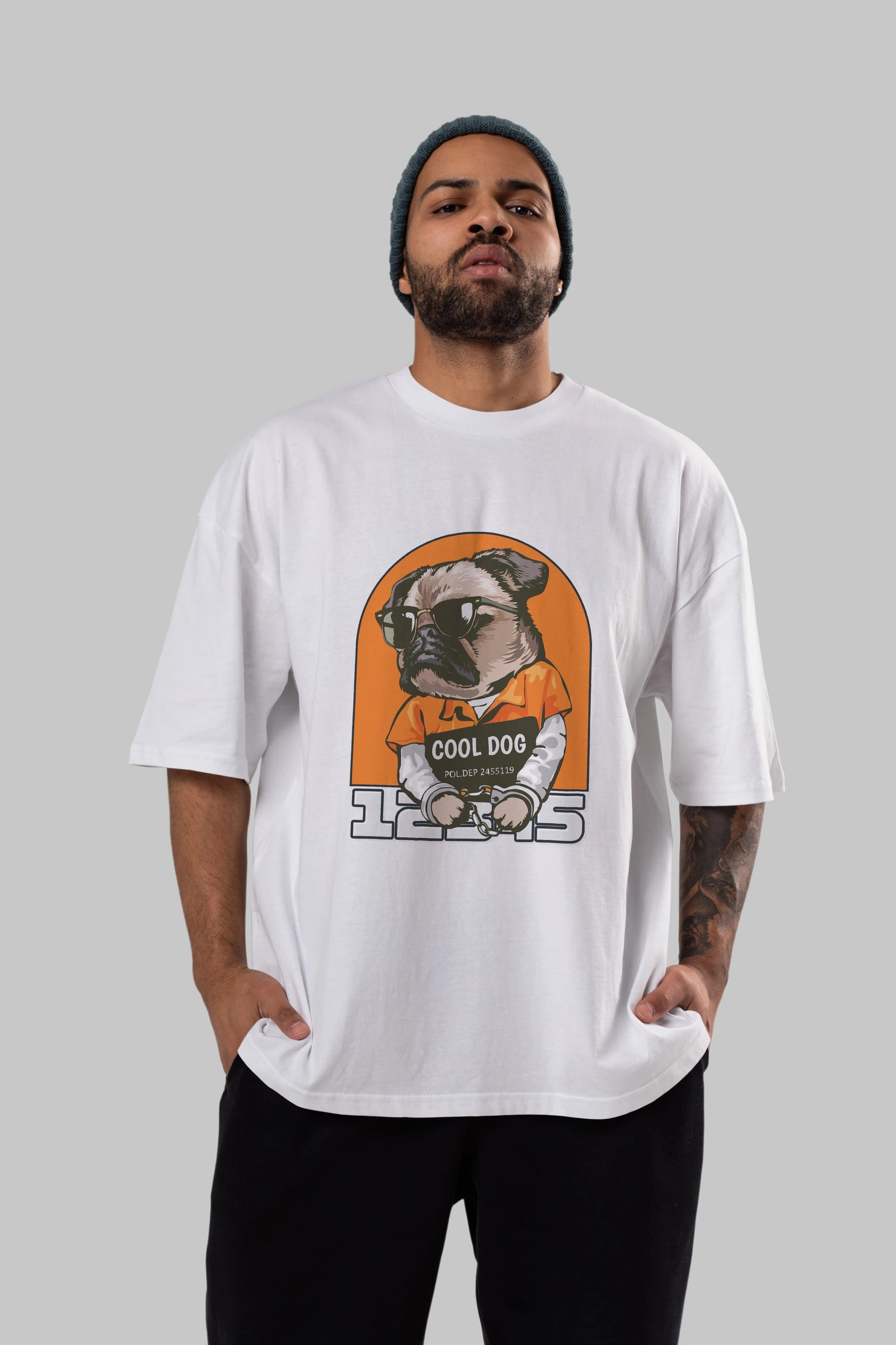 Cool Dog Ön Baskılı Oversize t-shirt Erkek Kadın Unisex