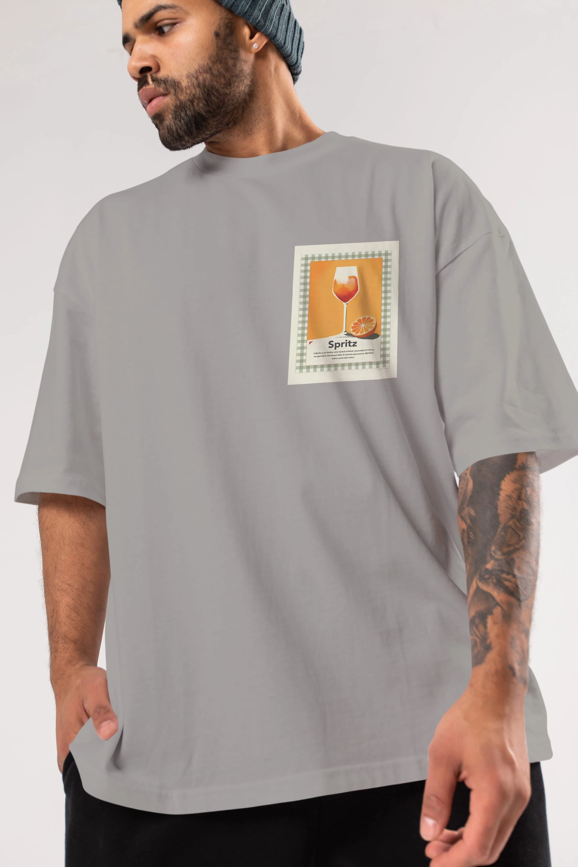 Aperol Spritz 5 Ön Sol Baskılı Oversize t-shirt Erkek Kadın Unisex %100 Pamuk Bisiklet Yaka tişort