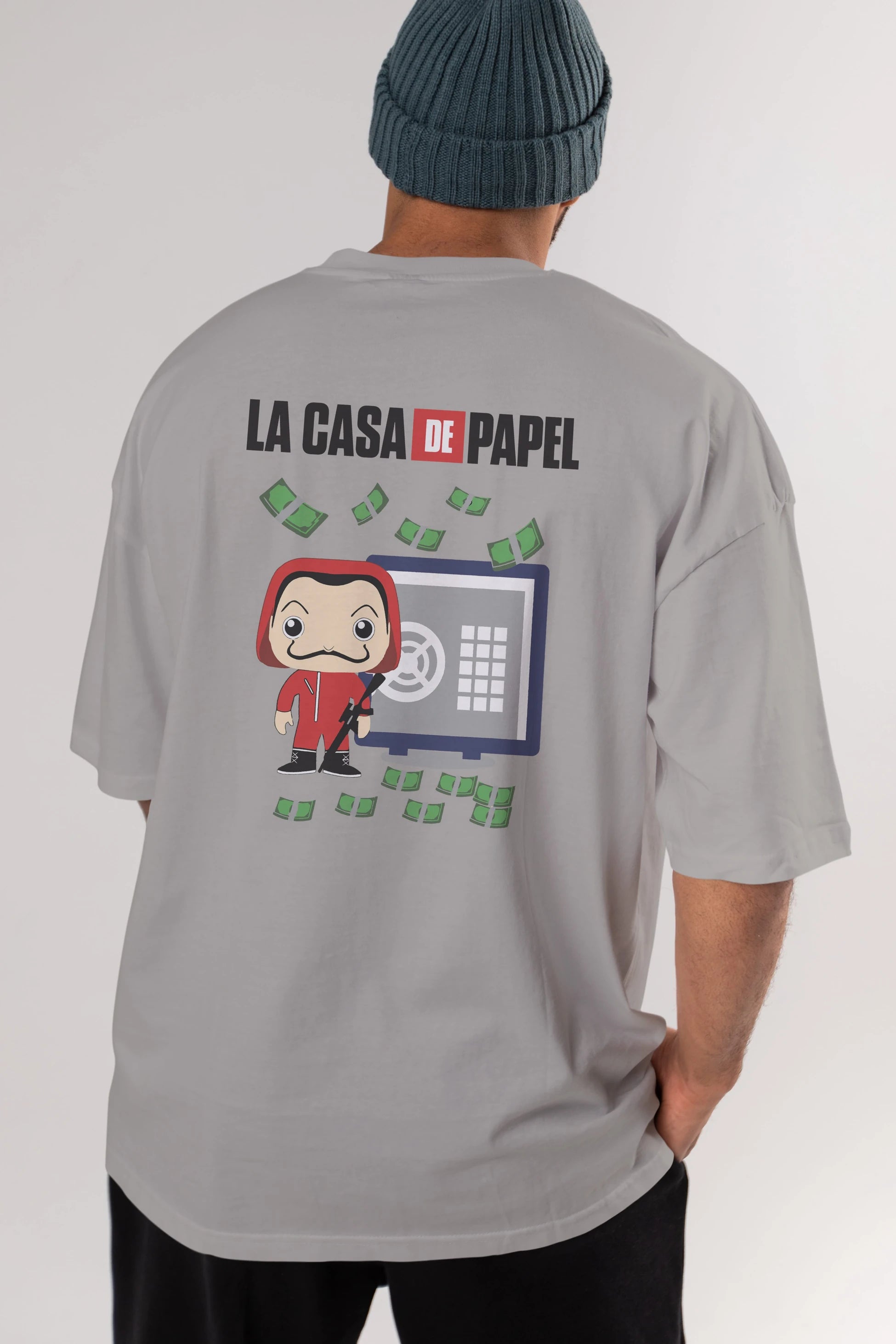 La Casa De Papel (4) Arka Baskılı Oversize t-shirt Erkek Kadın Unisex %100 Pamuk Bisiklet Yaka tişort