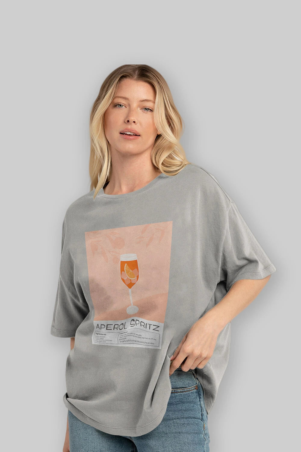Aperol Spritz 7 Ön Baskılı Oversize t-shirt Erkek Kadın Unisex %100 Pamuk Bisiklet Yaka tişort