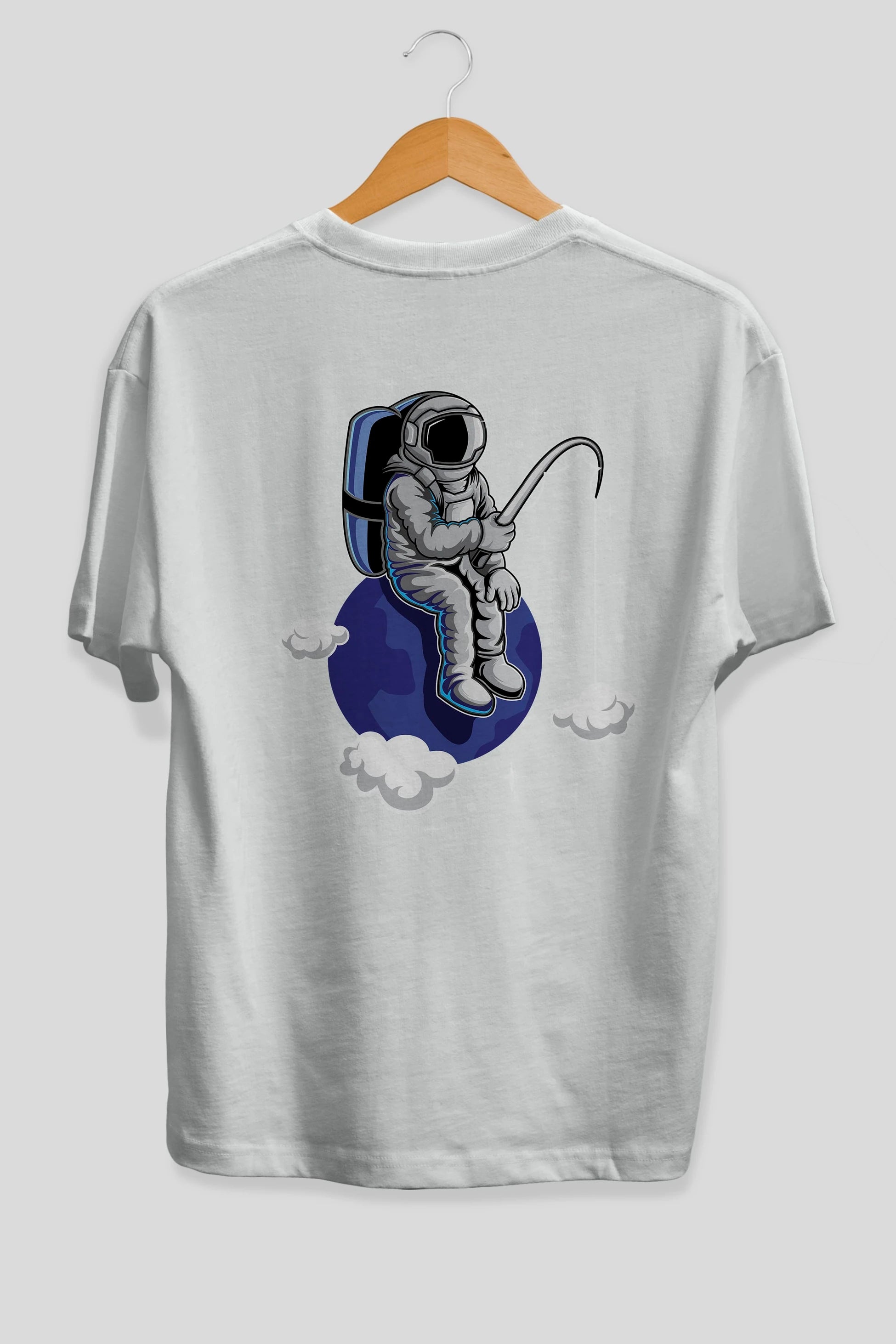 Astronaut Fishing (2) Arka Baskılı Oversize t-shirt Erkek Kadın Unisex