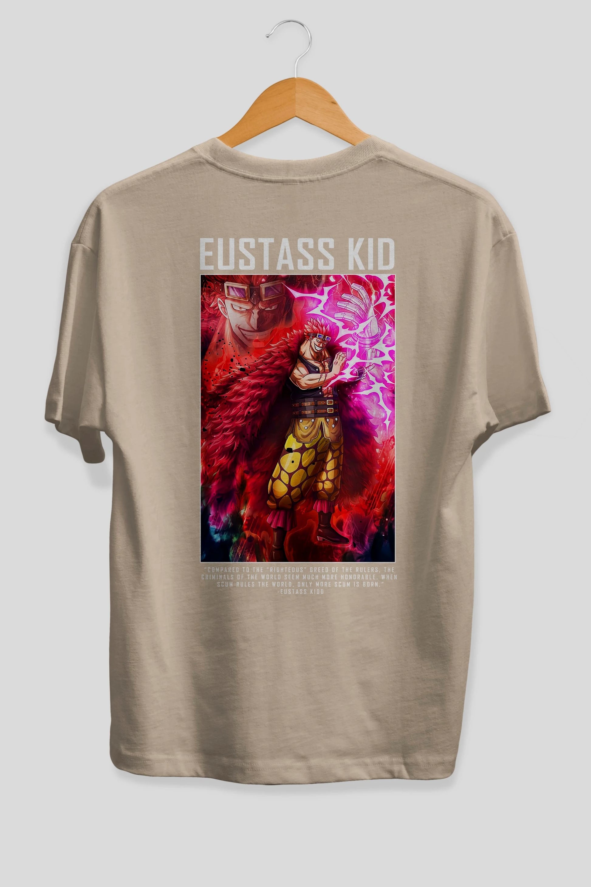 Eustass Kid Anime Arka Baskılı Oversize t-shirt Erkek Kadın Unisex %100 pamuk tişort