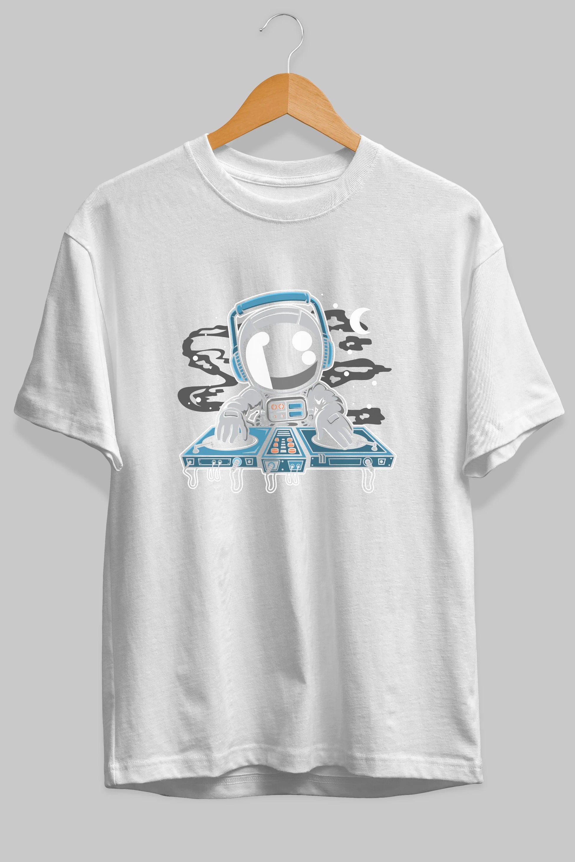 Astronaut Turntable Ön Baskılı Oversize t-shirt Erkek Kadın Unisex