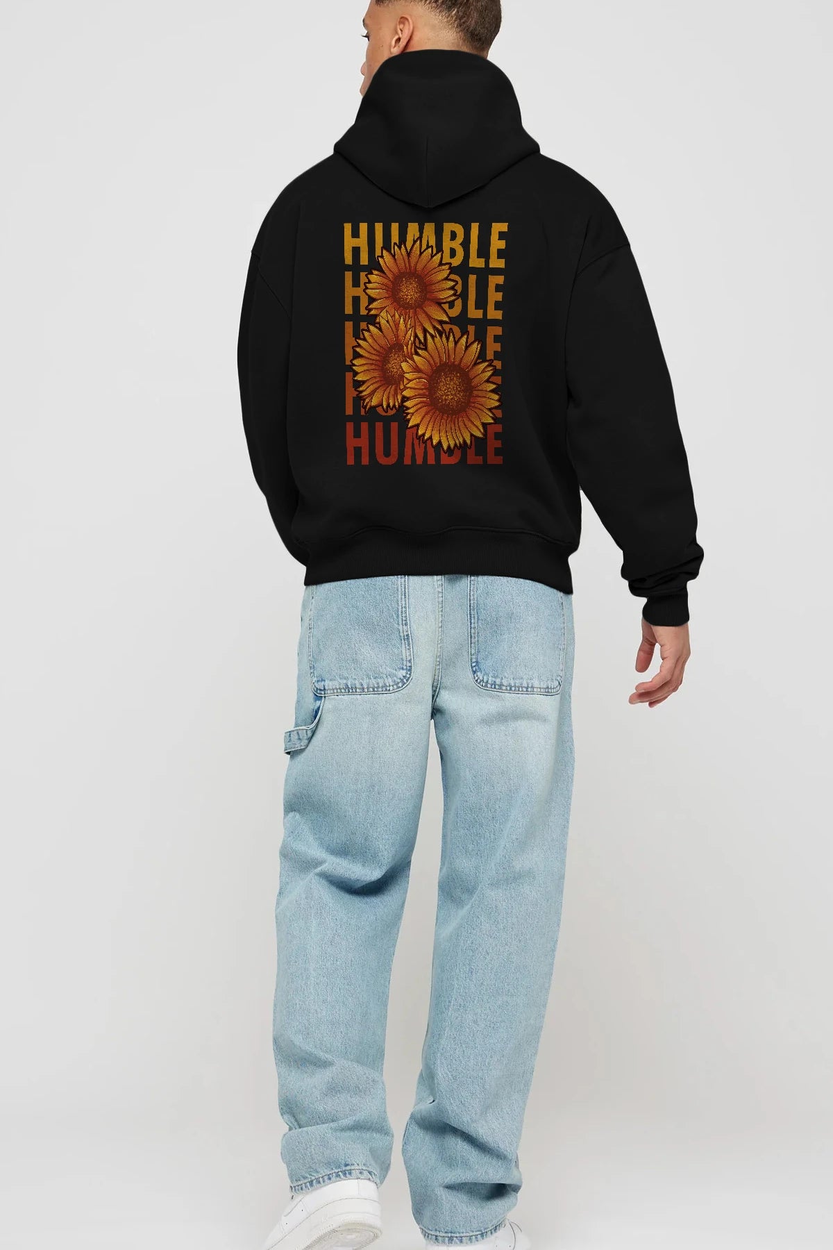 Humble 2 Arka Baskılı Hoodie Oversize Kapüşonlu Sweatshirt Erkek Kadın Unisex