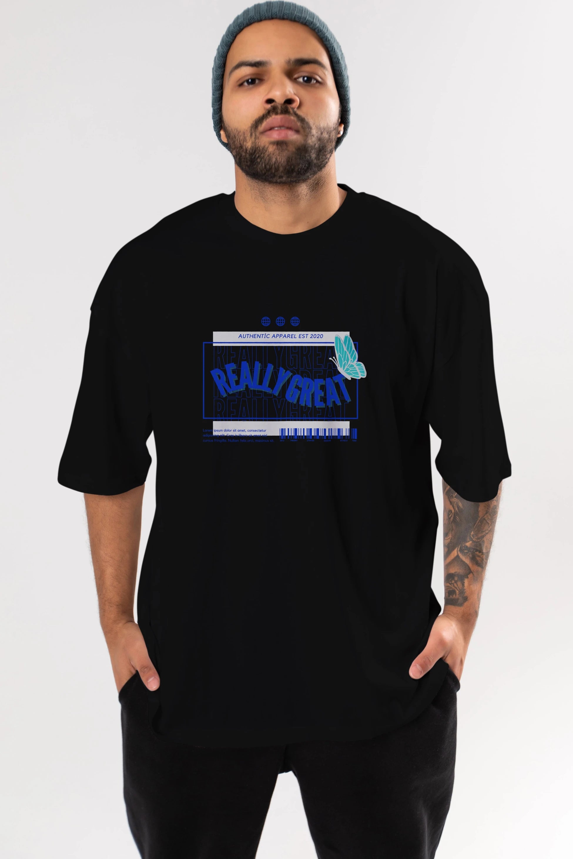 Really Great Yazılı Ön Baskılı Oversize t-shirt Erkek Kadın Unisex