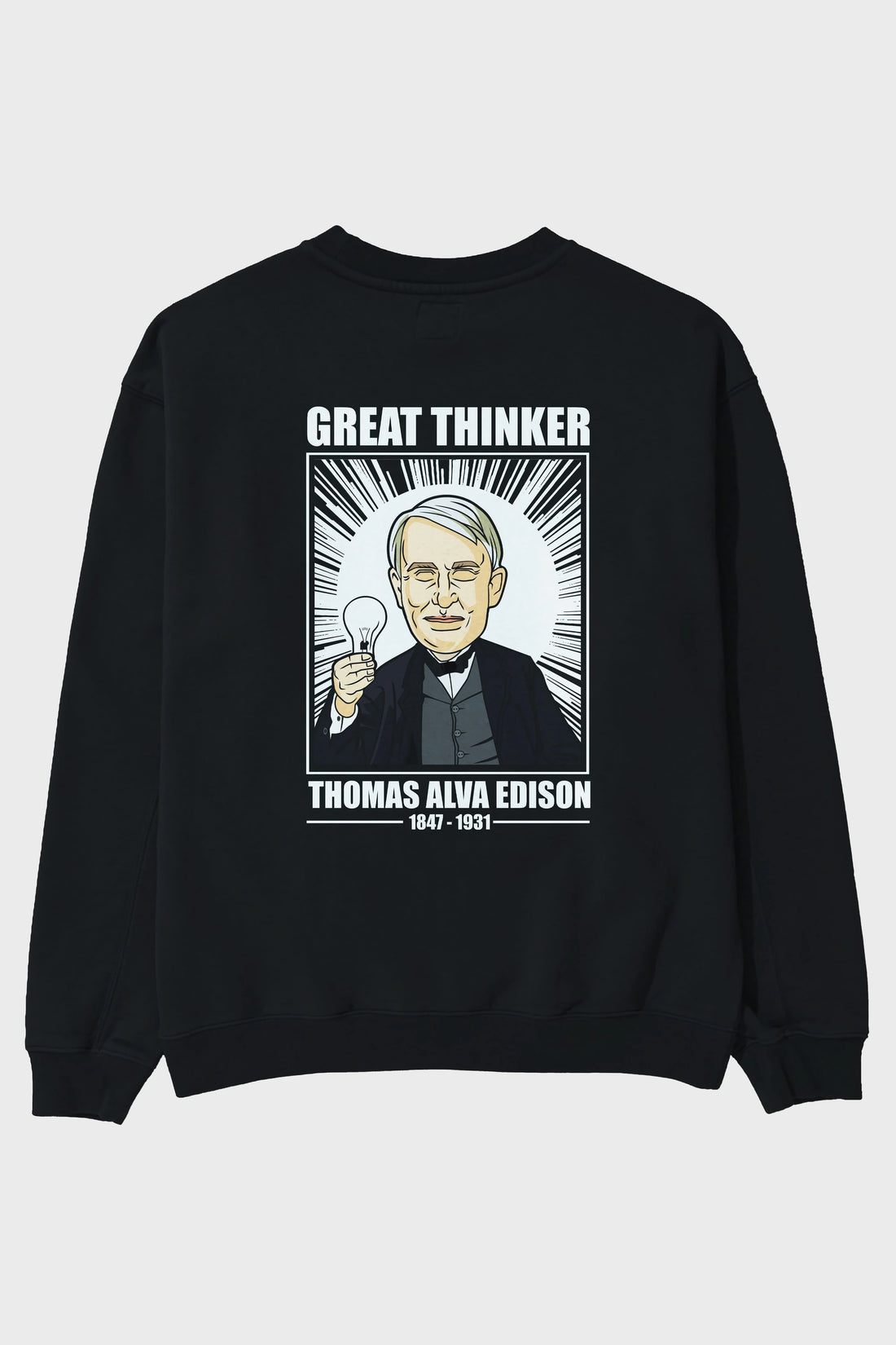 Thomas Alfa Edison Arka Baskılı Oversize Sweatshirt Erkek Kadın Unisex