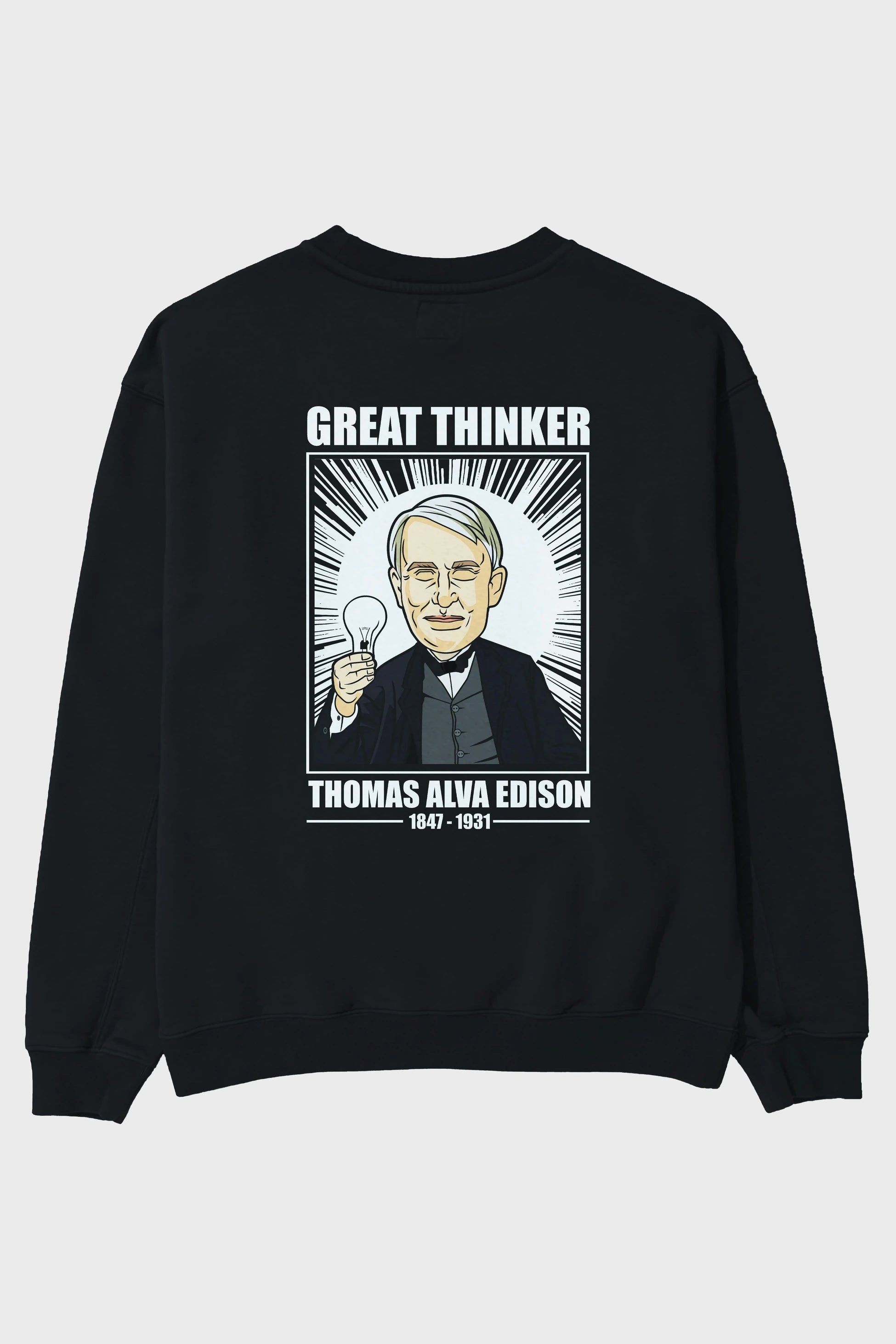 Thomas Alfa Edison Arka Baskılı Oversize Sweatshirt Erkek Kadın Unisex