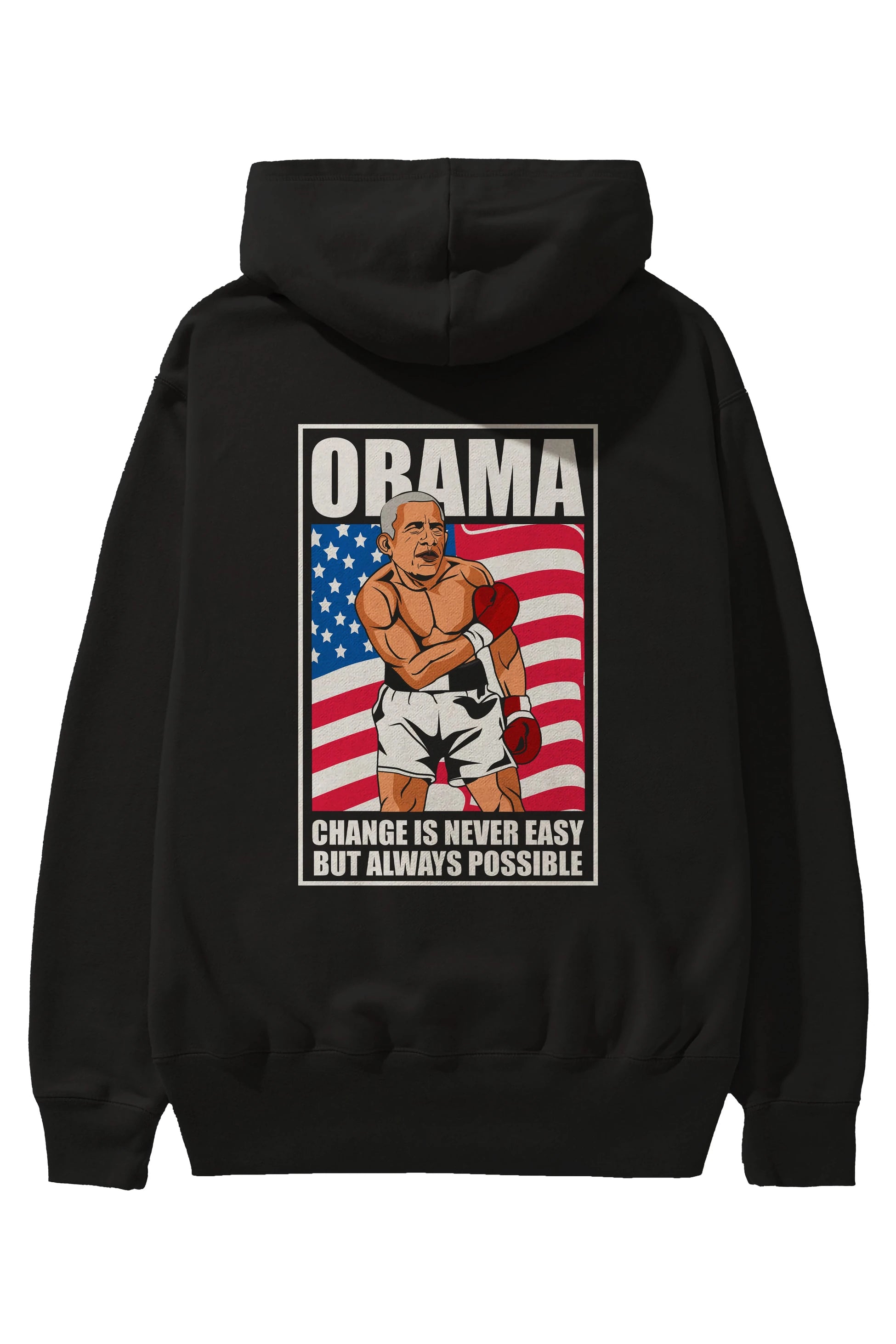 Obama Arka Baskılı Hoodie Oversize Kapüşonlu Sweatshirt Erkek Kadın Unisex