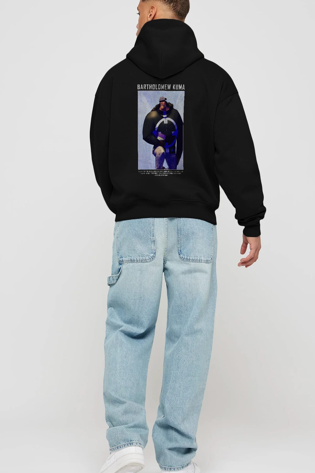 Bartholomew Kuma Anime Arka Baskılı Hoodie Oversize Kapüşonlu Sweatshirt Erkek Kadın Unisex
