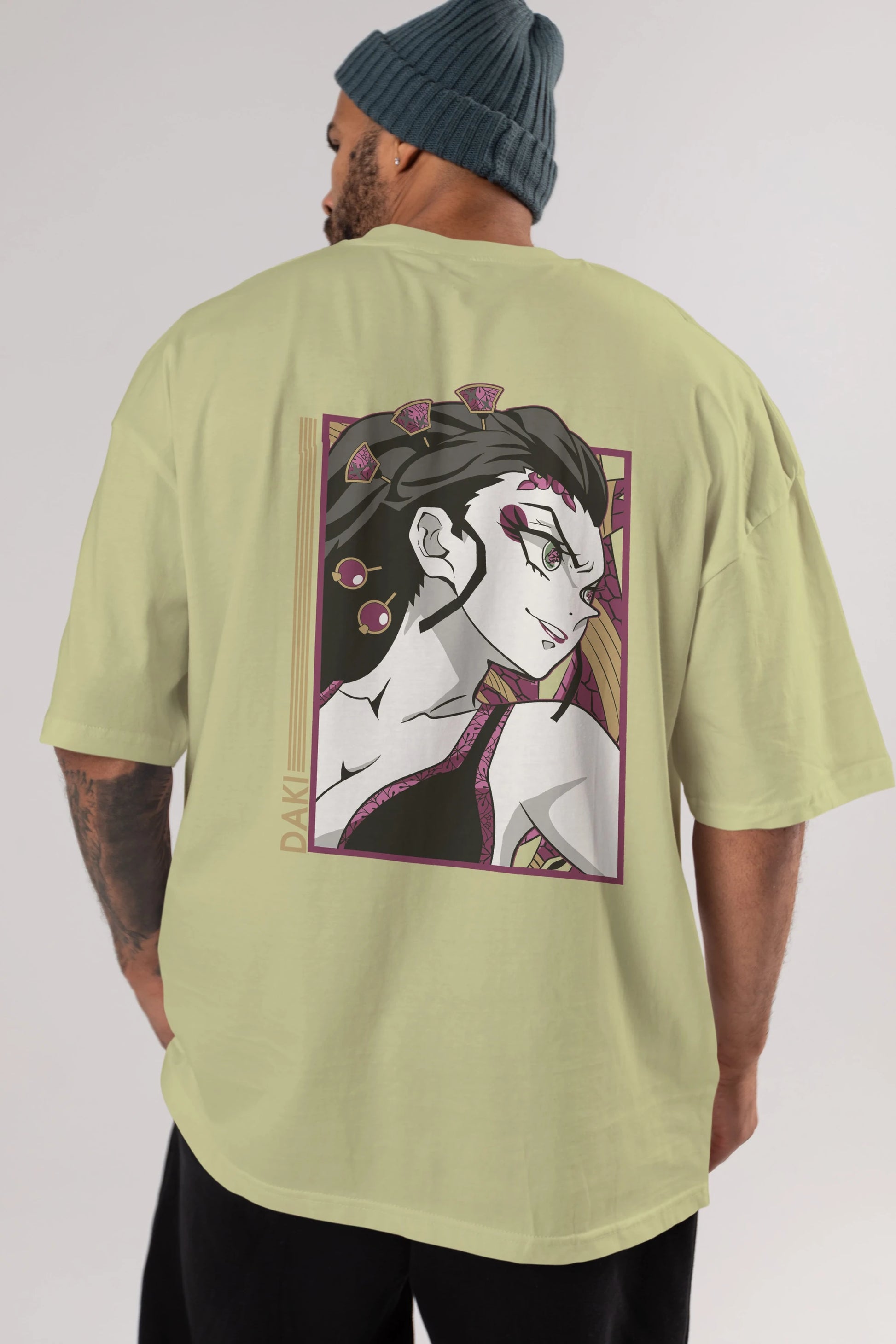 Daki DEMION SLAYER Anime Arka Baskılı Oversize t-shirt Erkek Kadın Unisex