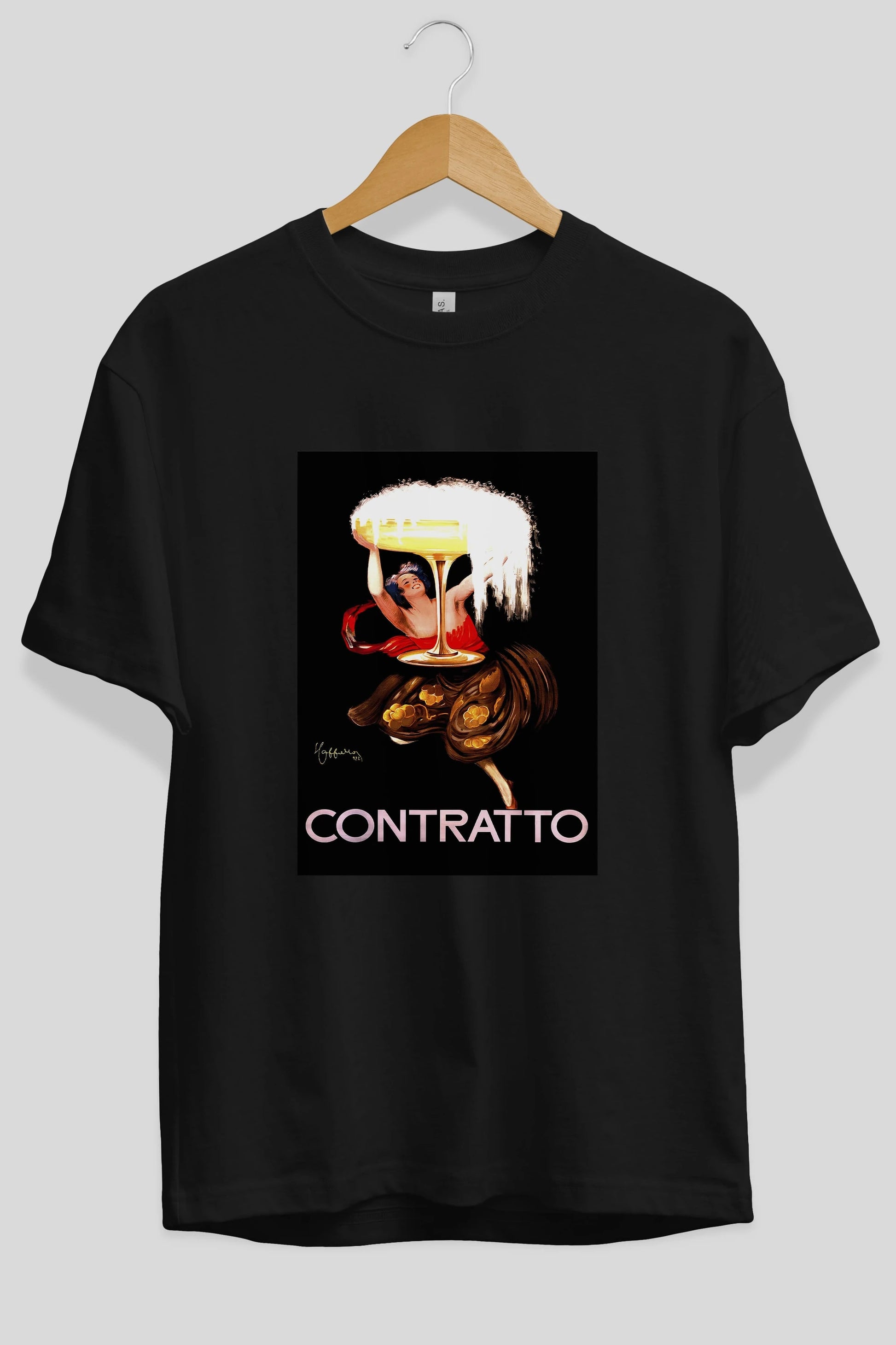 Contratto Ön Baskılı Oversize t-shirt Erkek Kadın Unisex %100 Pamuk Bisiklet Yaka tişort