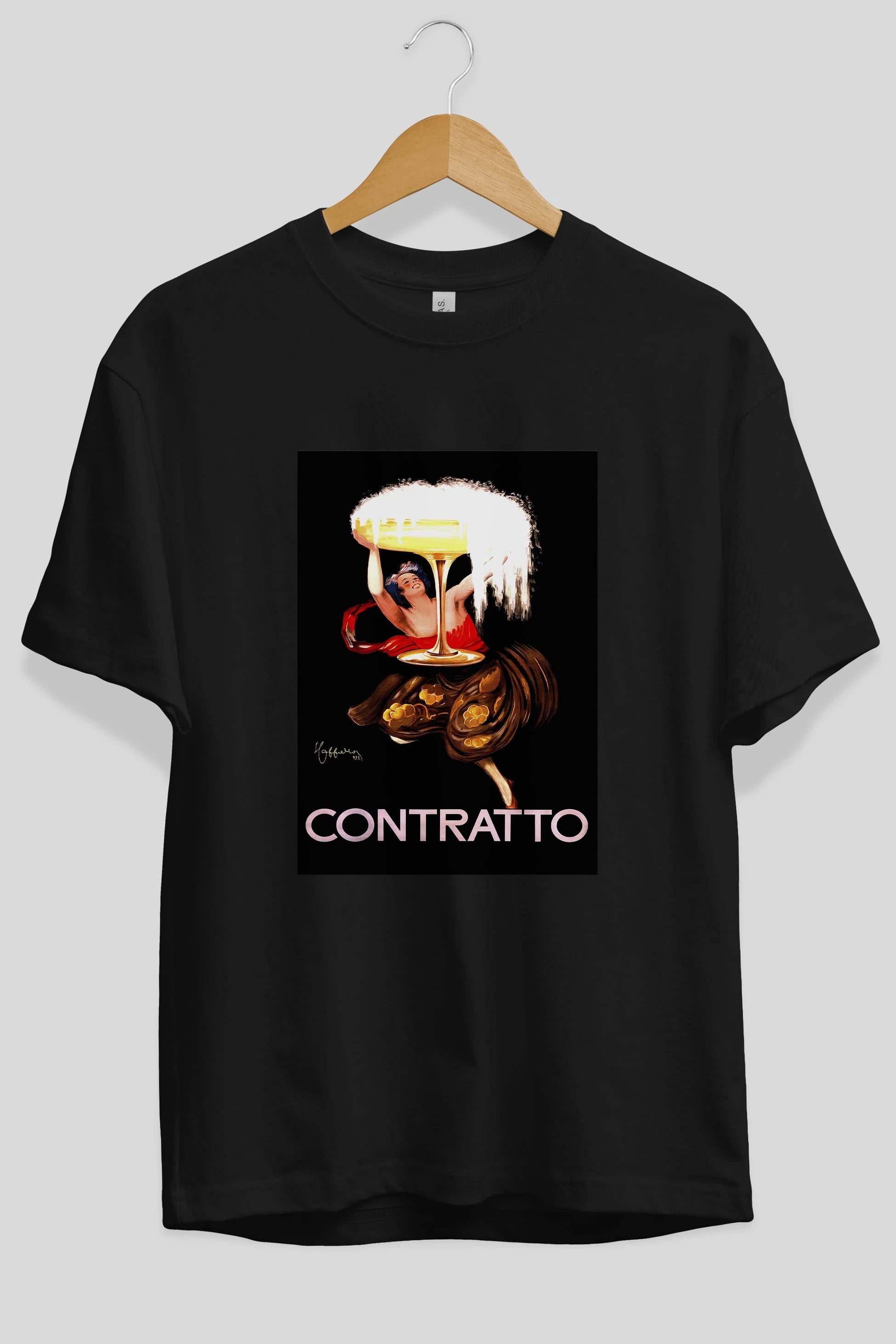 Contratto Ön Baskılı Oversize t-shirt Erkek Kadın Unisex %100 Pamuk Bisiklet Yaka tişort