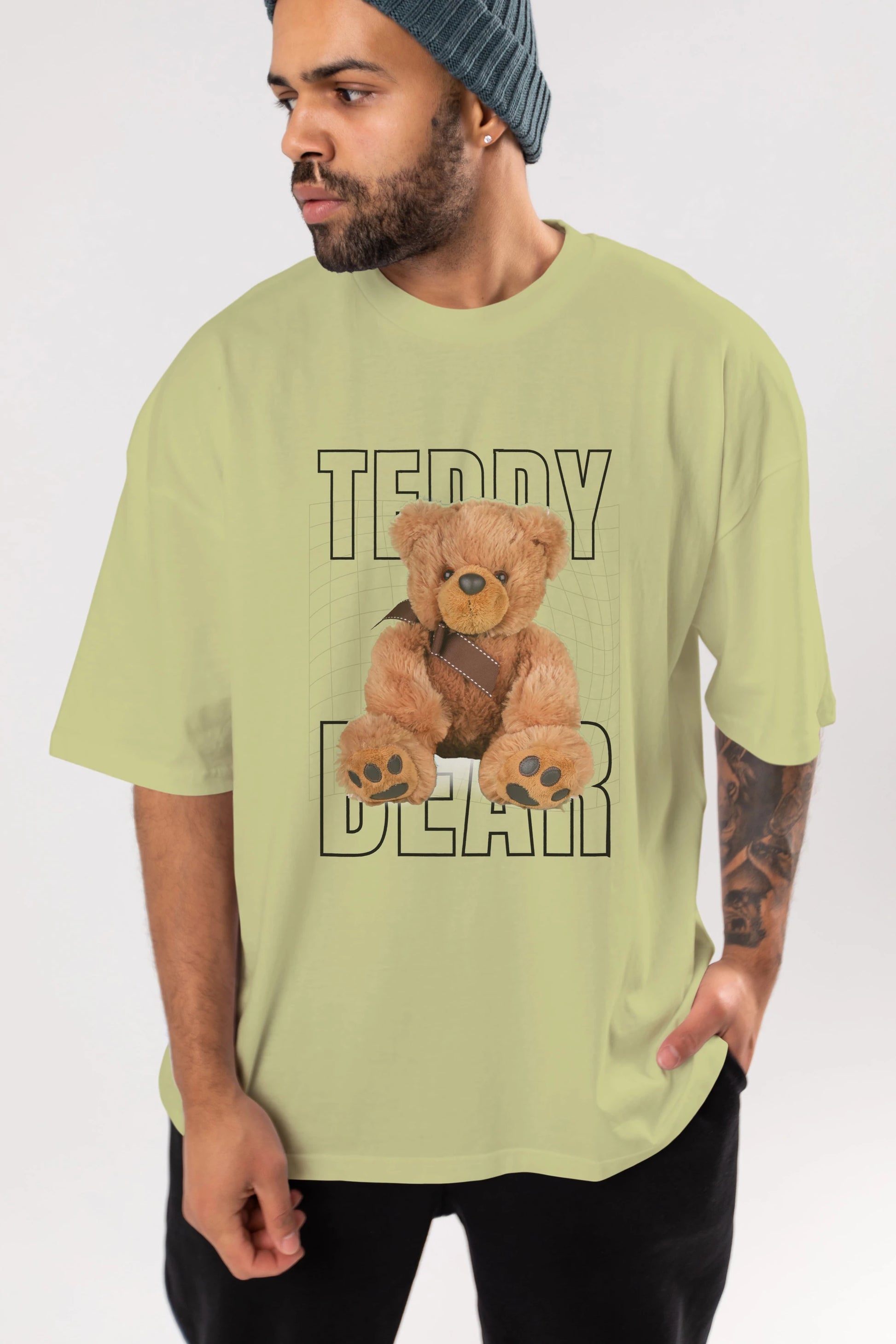 Teddy Bear Yazılı Ön Baskılı Oversize t-shirt Erkek Kadın Unisex