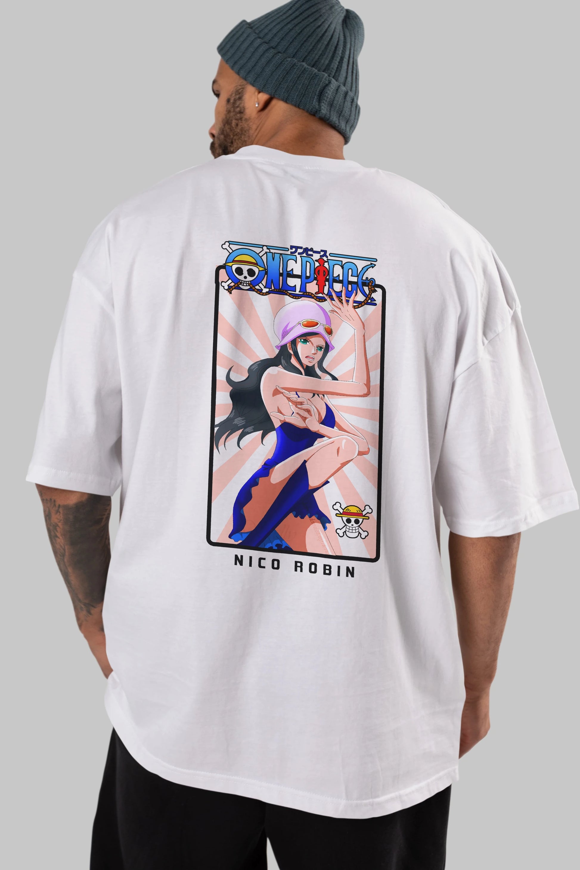 Nico Robin Anime Arka Baskılı Oversize t-shirt Erkek Kadın Unisex %100 pamuk tişort