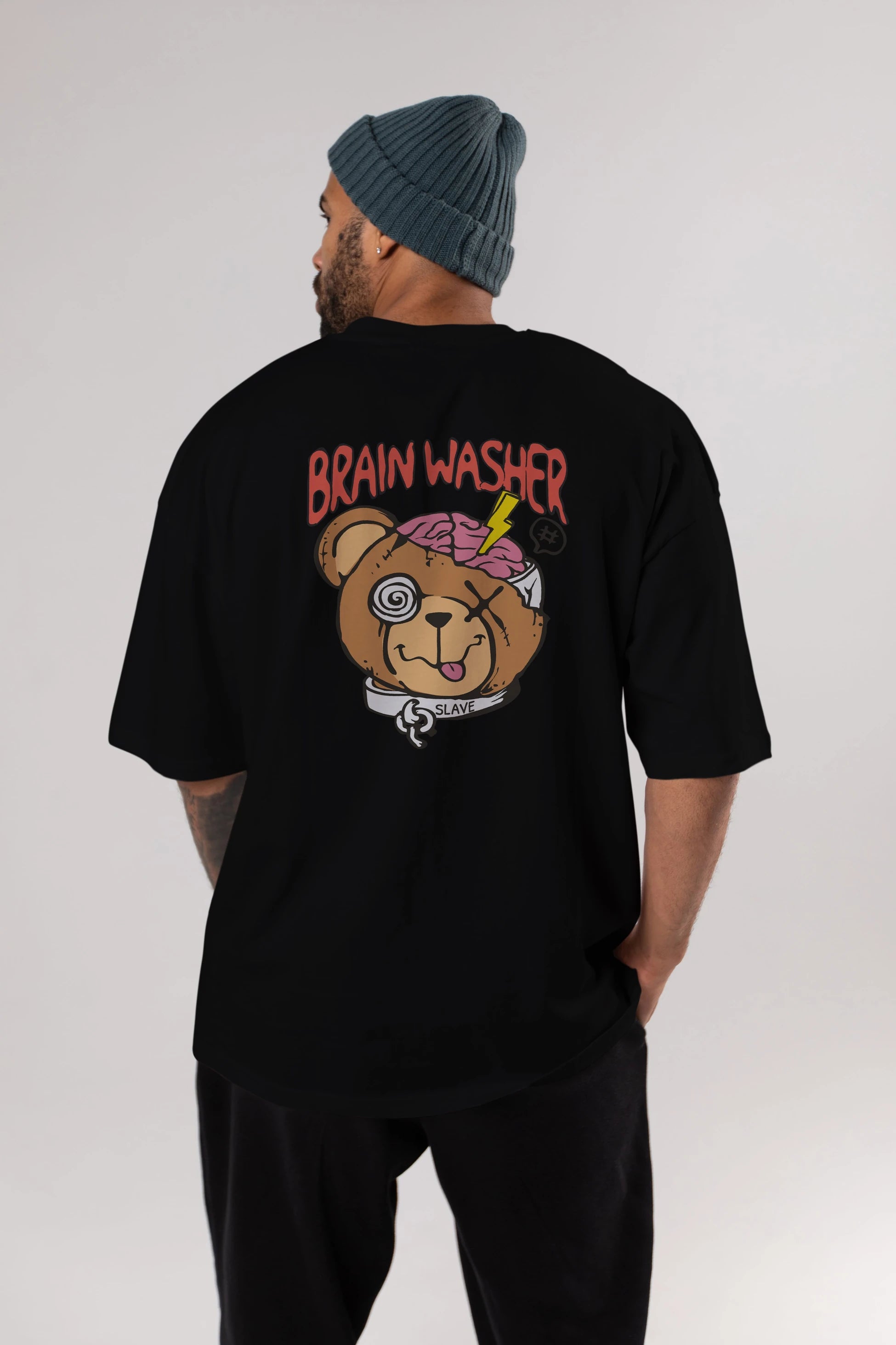 Brain Washer Arka Baskılı Oversize t-shirt Erkek Kadın Unisex