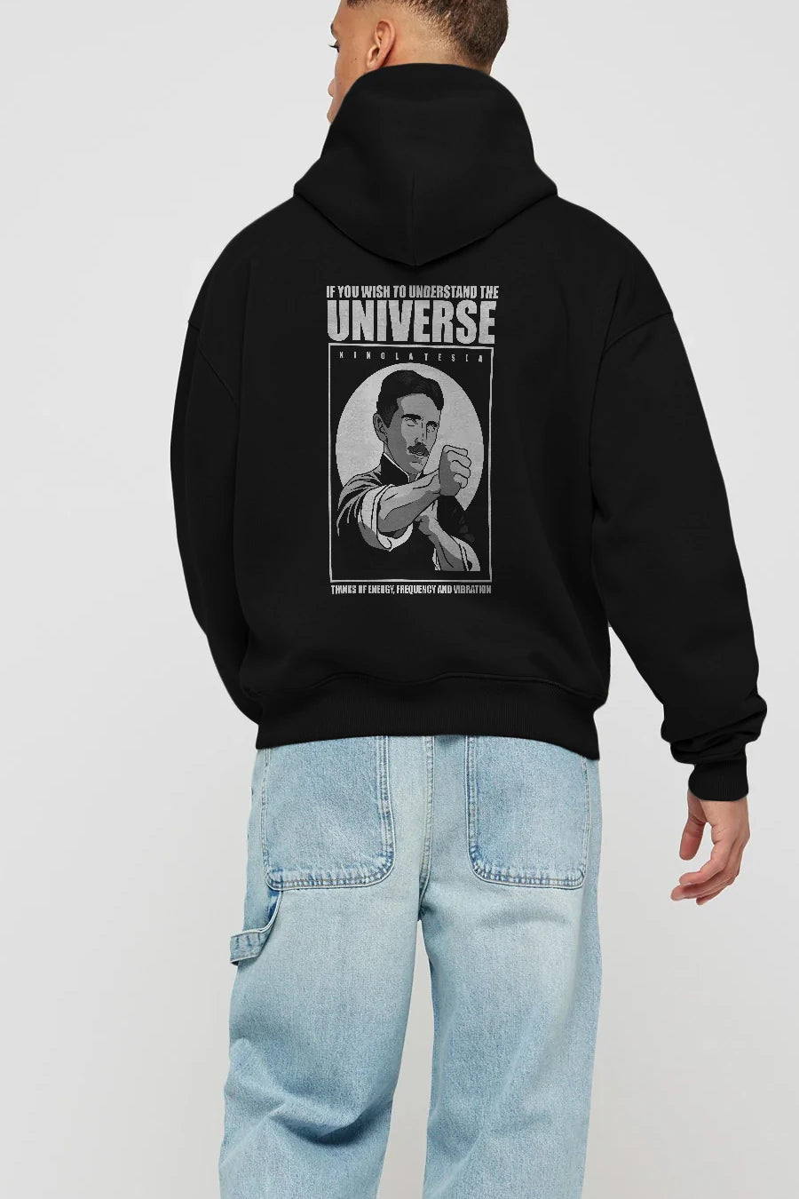 Nicola Tesla Ip Man Arka Baskılı Hoodie Oversize Kapüşonlu Sweatshirt Erkek Kadın Unisex