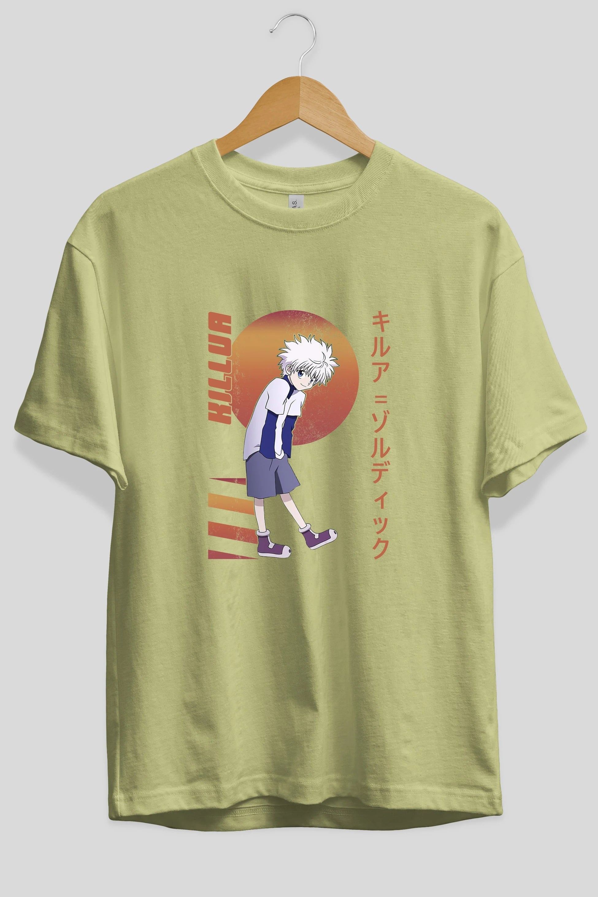 Killua Zoldyck 5 2 Anime Ön Baskılı Oversize t-shirt %100 pamuk Erkek Kadın Unisex