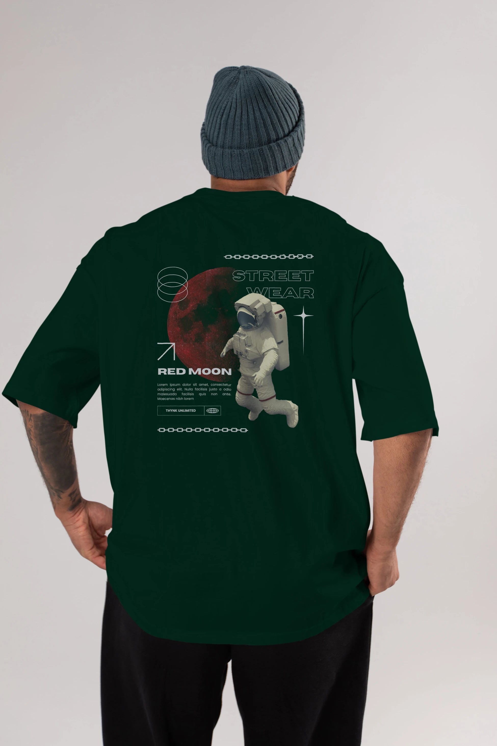 Red Moon Streetwear Arka Baskılı Oversize t-shirt Erkek Kadın Unisex