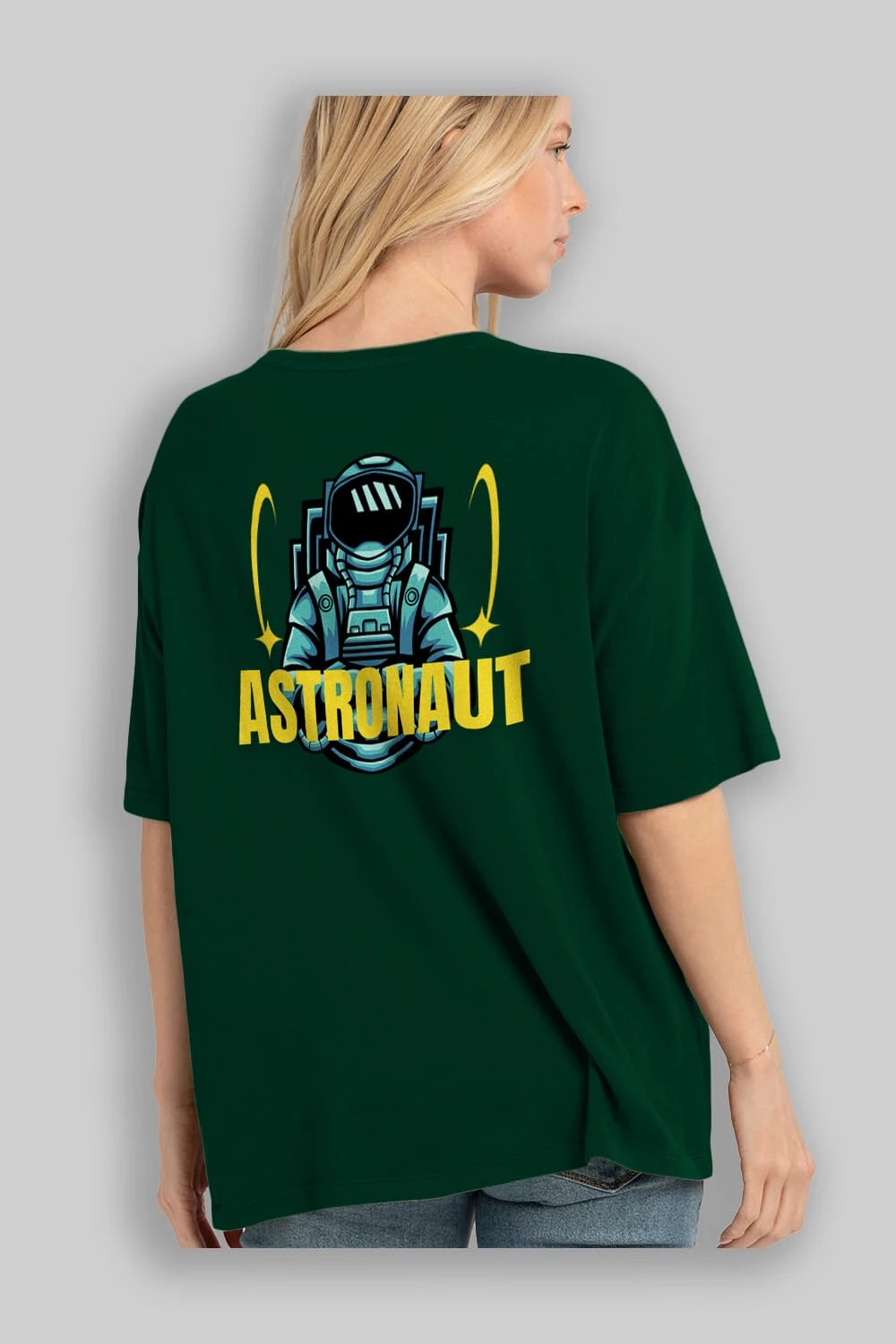 Astronaut Arka Baskılı Oversize t-shirt Erkek Kadın Unisex