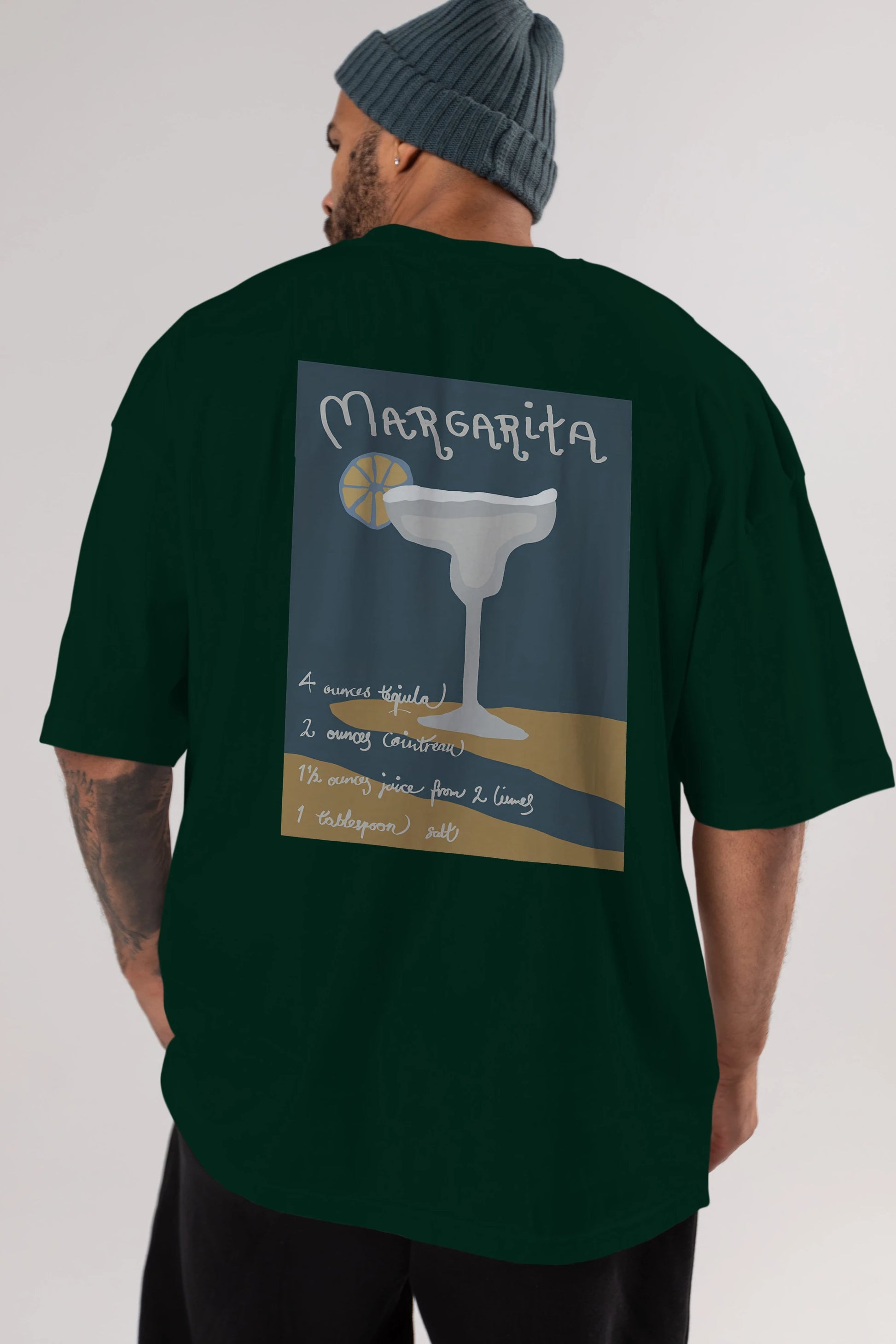 Margarita 2 Arka Baskılı Oversize t-shirt Erkek Kadın Unisex %100 Pamuk Bisiklet Yaka tişort