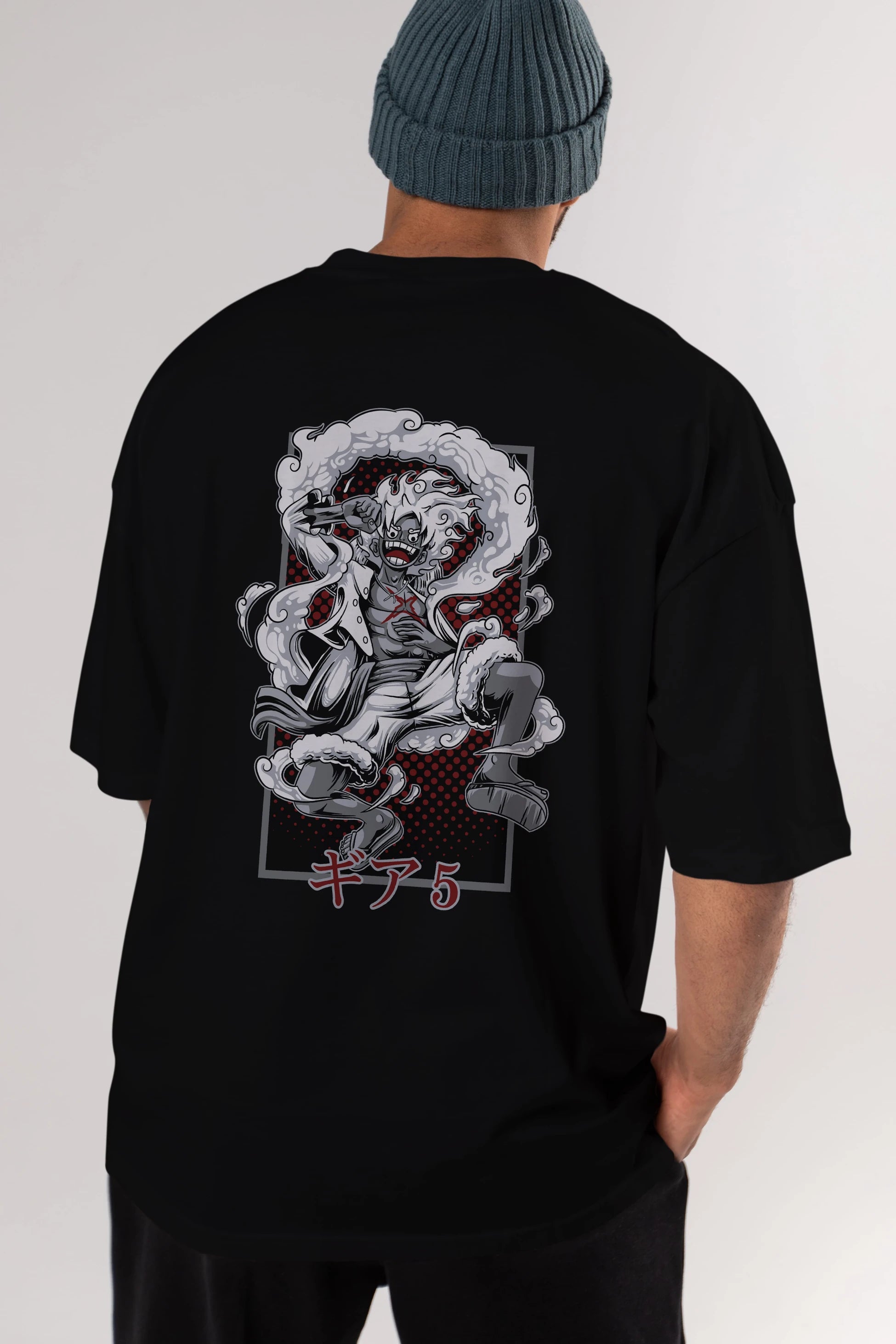 LUFFY GEAR 5 Anime Arka Baskılı Oversize t-shirt Erkek Kadın Unisex
