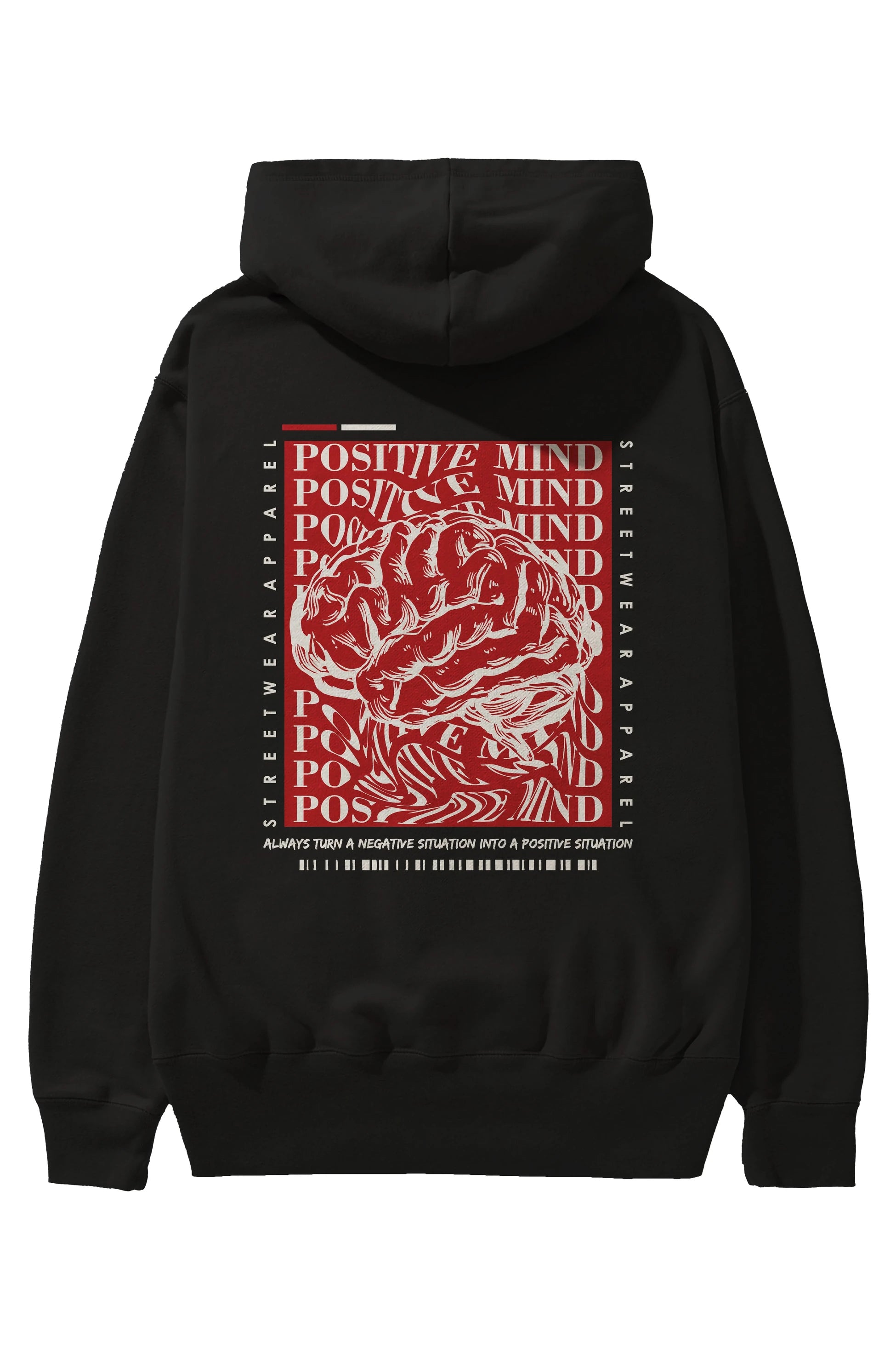 Positive Mind Arka Baskılı Hoodie Oversize Kapüşonlu Sweatshirt Erkek Kadın Unisex