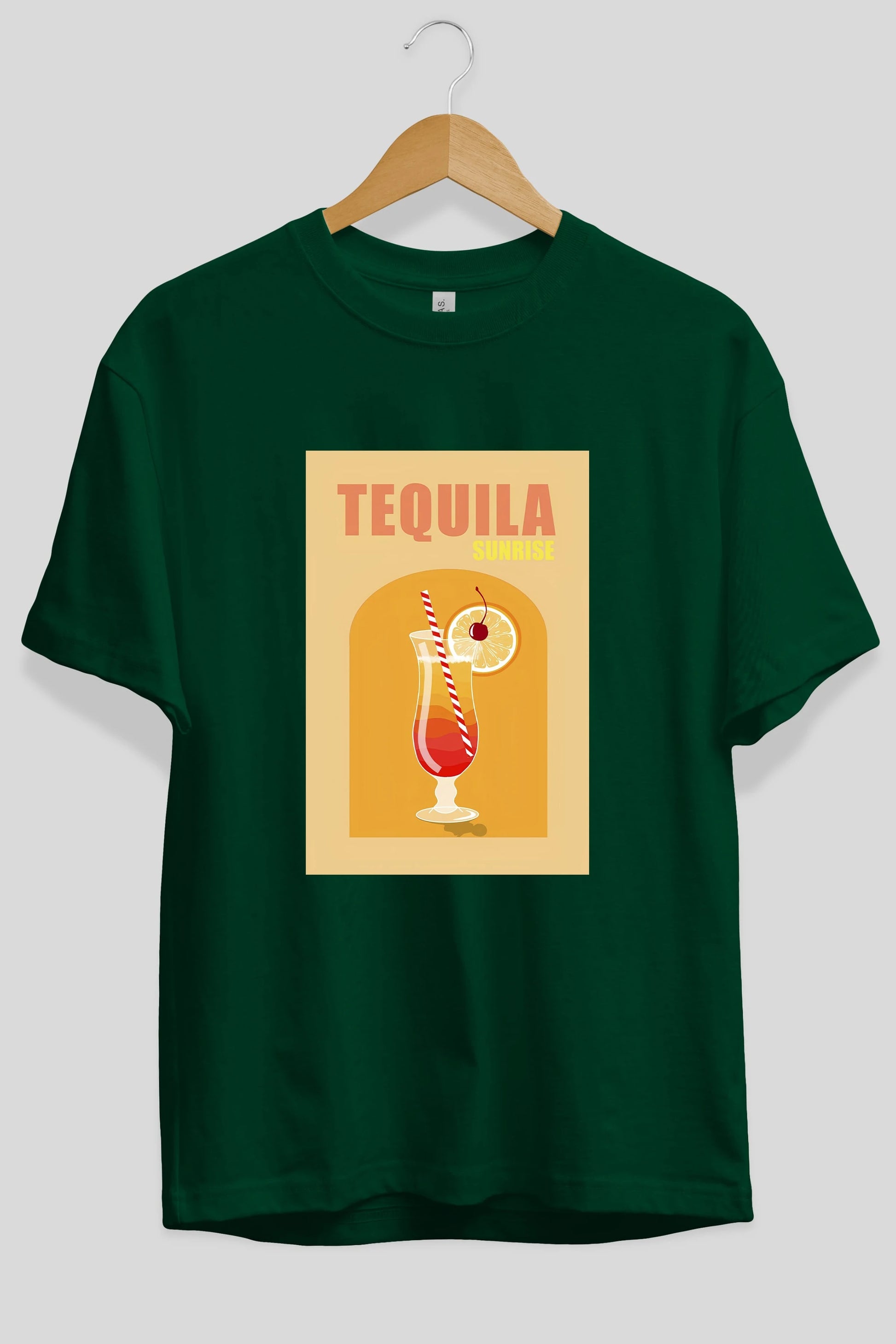 Tequila Sunrise Ön Baskılı Oversize t-shirt Erkek Kadın Unisex %100 Pamuk Bisiklet Yaka tişort