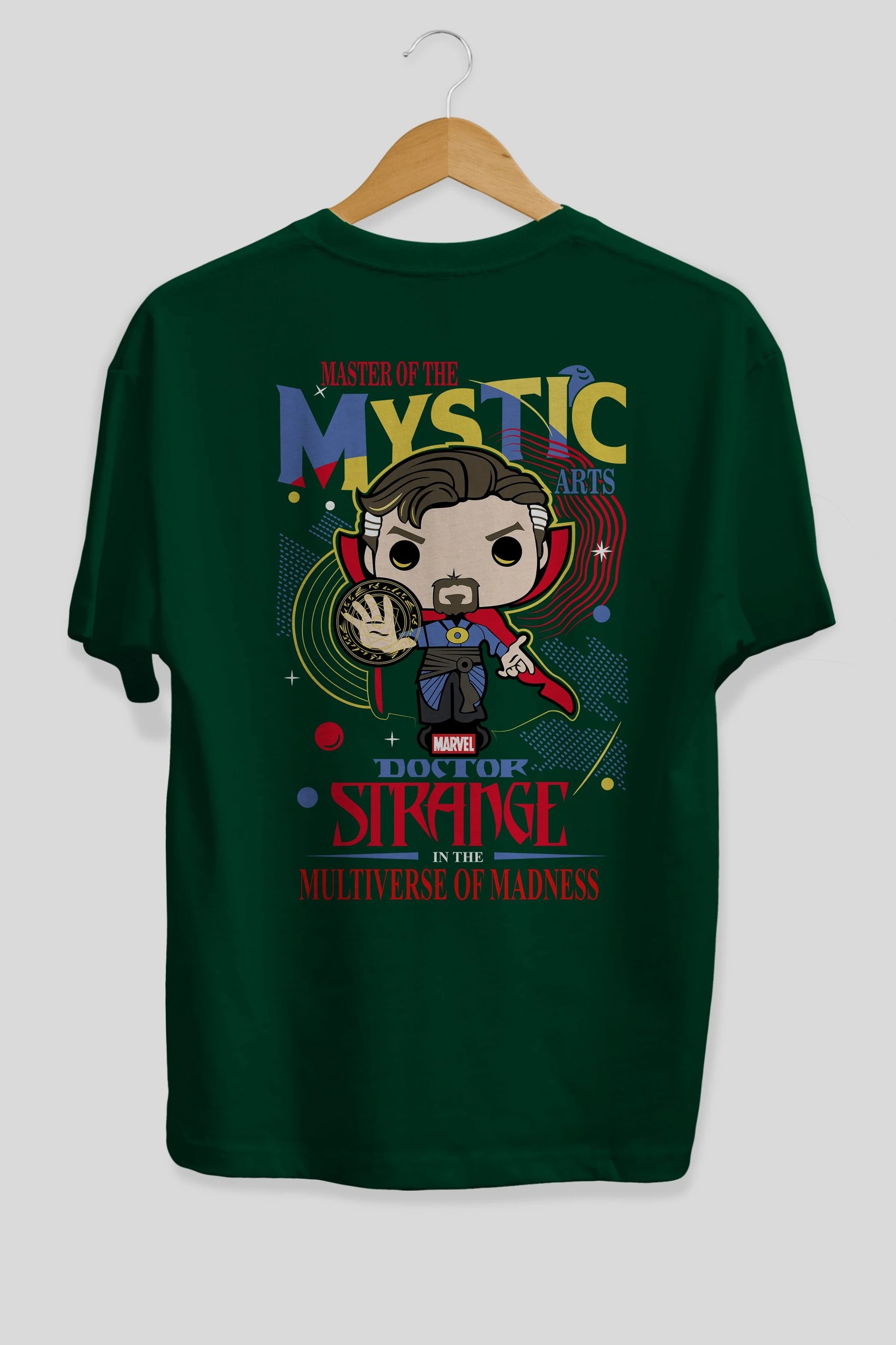Doctor Strange Arka Baskılı Oversize t-shirt Erkek Kadın Unisex %100 Pamuk Bisiklet Yaka tişort