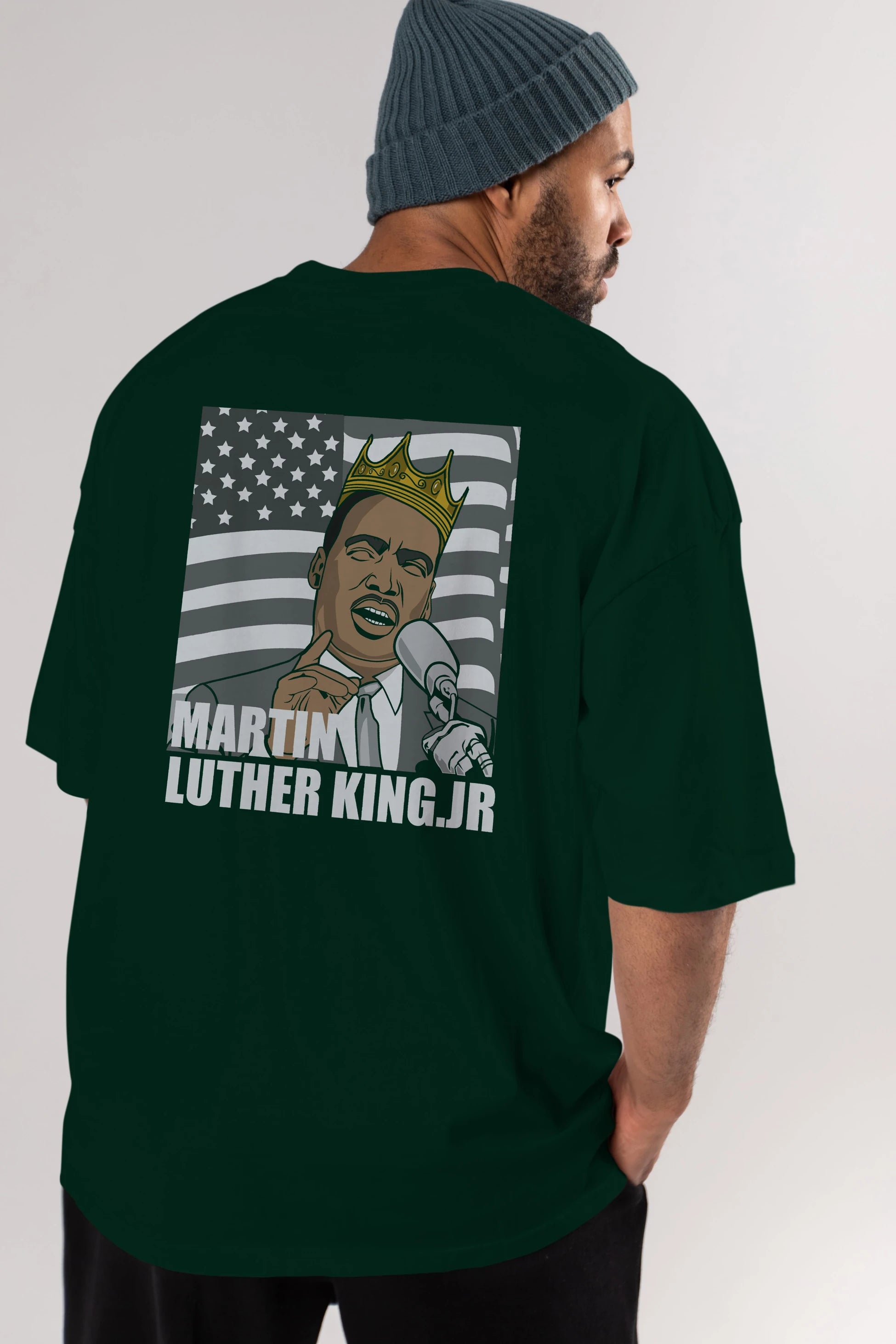 Luther King Arka Baskılı Oversize t-shirt Erkek Kadın Unisex %100 Pamuk tişort