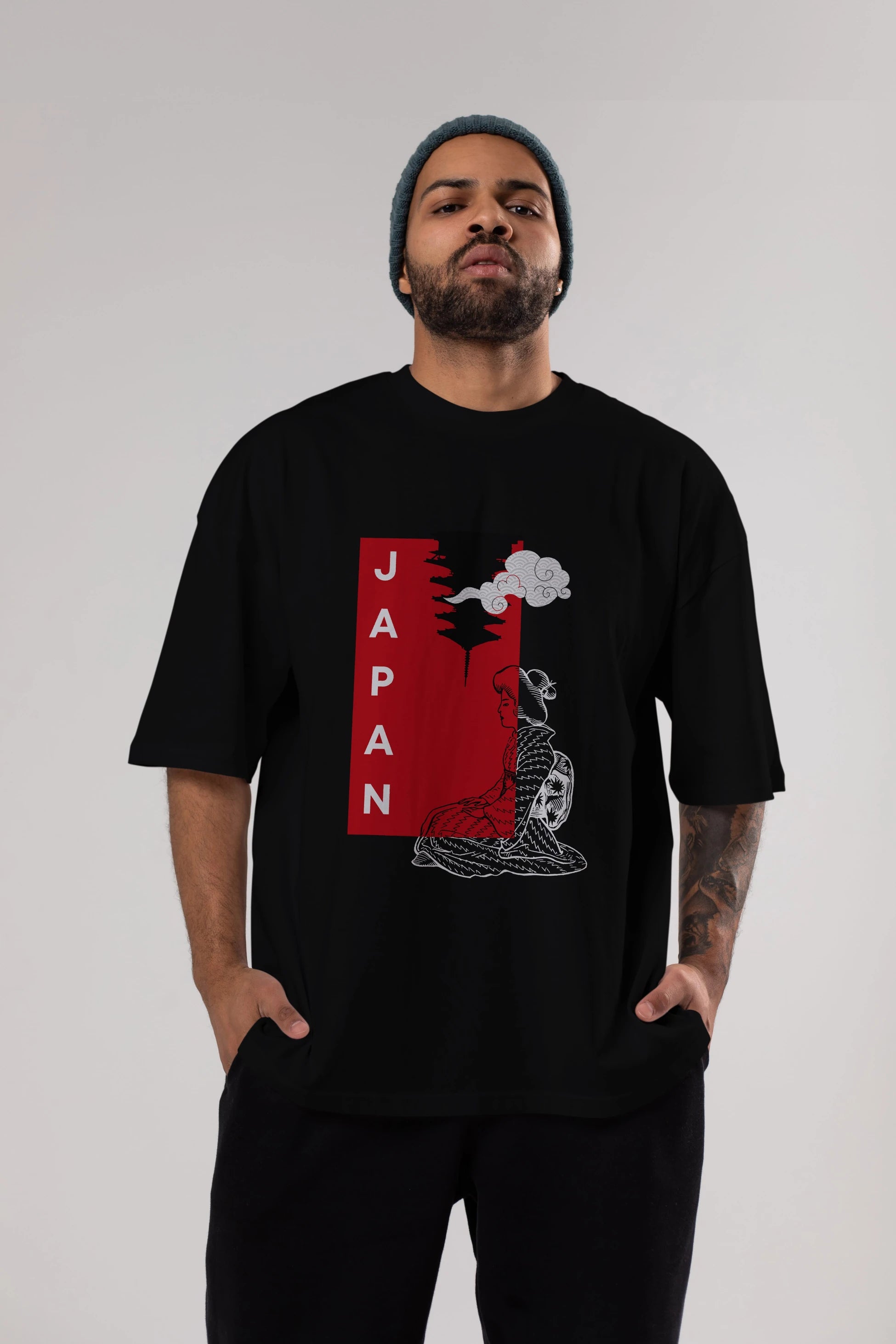 Japan Yazılı Streetwear Ön Baskılı Oversize t-shirt Erkek Kadın Unisex
