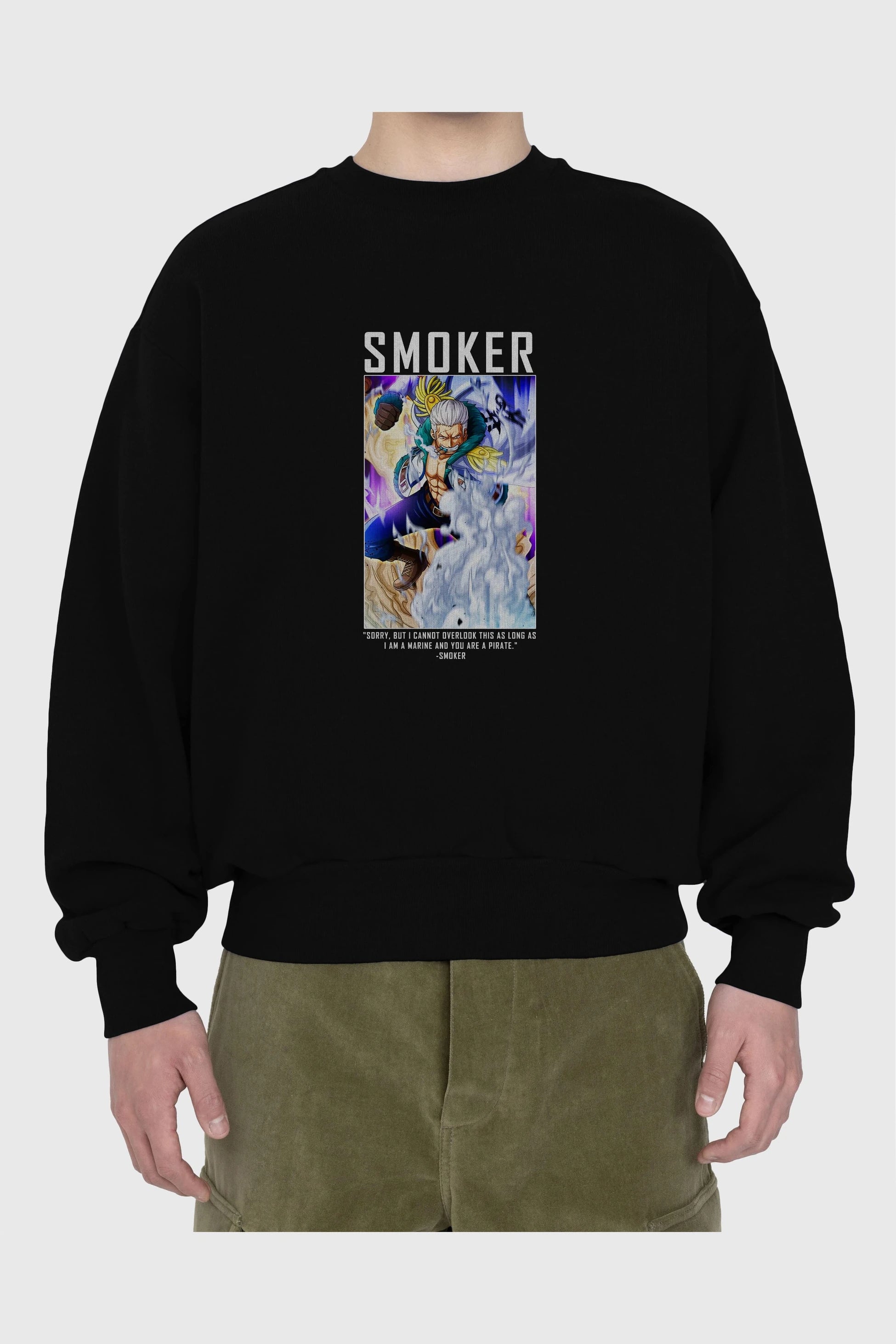 Smoker Ön Baskılı Anime Oversize Sweatshirt Erkek Kadın Unisex