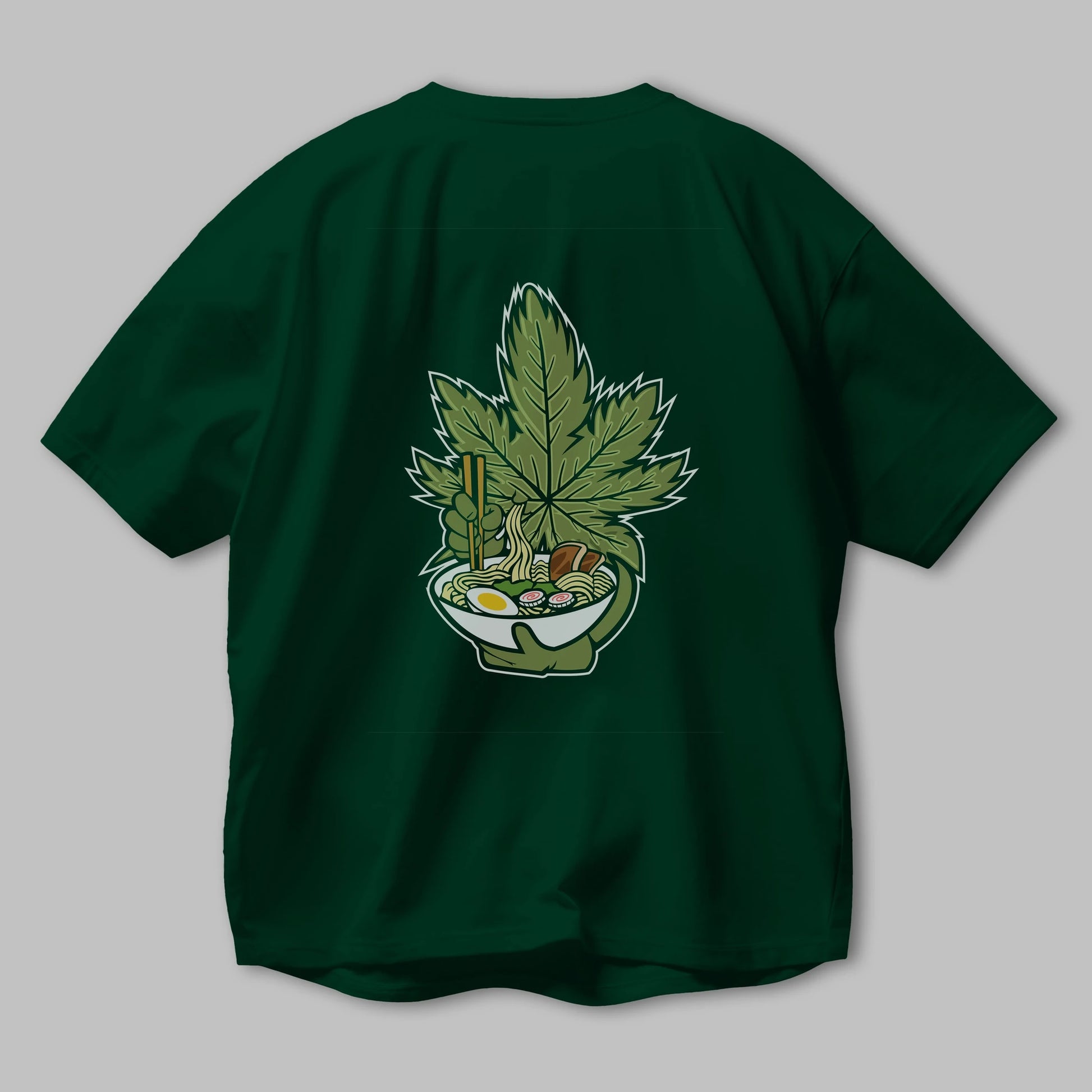 Weed Ramen Arka Baskılı Oversize t-shirt Erkek Kadın Unisex %100 Pamuk tişort