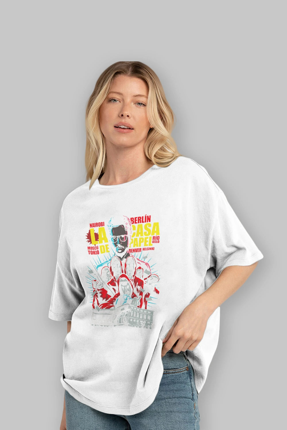 La Casa De Papel (6) Ön Baskılı Oversize t-shirt Erkek Kadın Unisex %100 Pamuk Bisiklet Yaka tişort