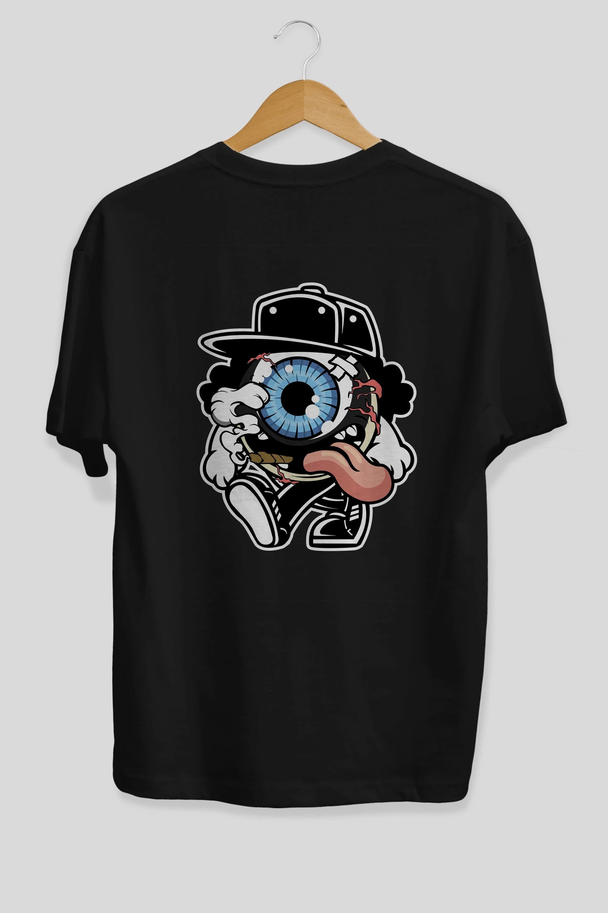 Eyeball Arka Baskılı Oversize t-shirt Erkek Kadın Unisex %100 Pamuk tişort