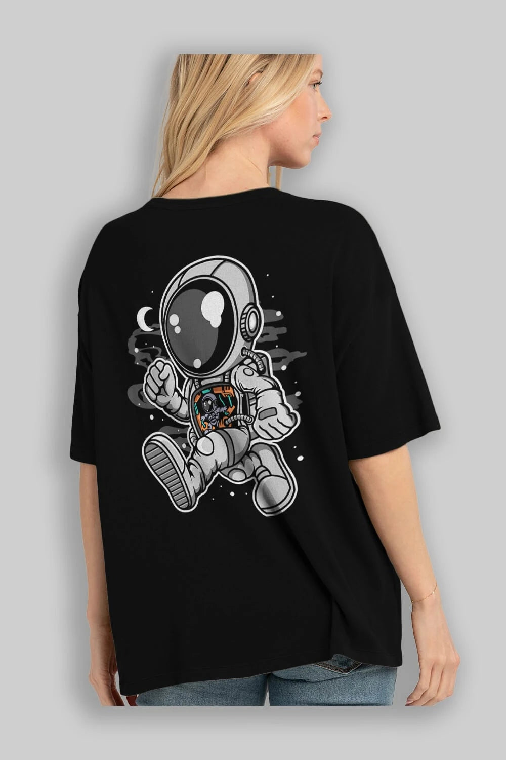 Astronaut Robotic Machine Arka Baskılı Oversize t-shirt Erkek Kadın Unisex