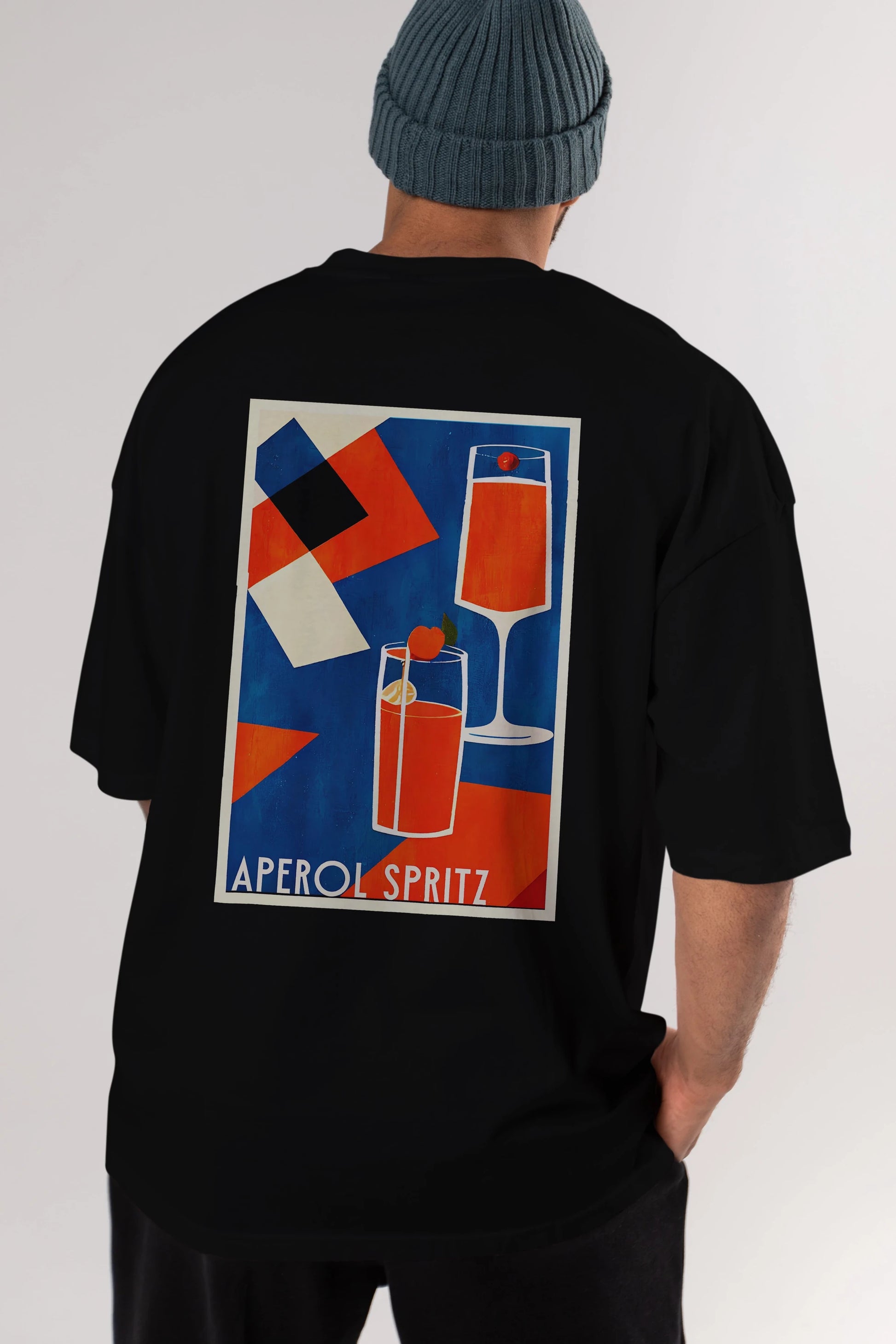 Aperol Spritz 4 Arka Baskılı Oversize t-shirt Erkek Kadın Unisex %100 Pamuk Bisiklet Yaka tişort