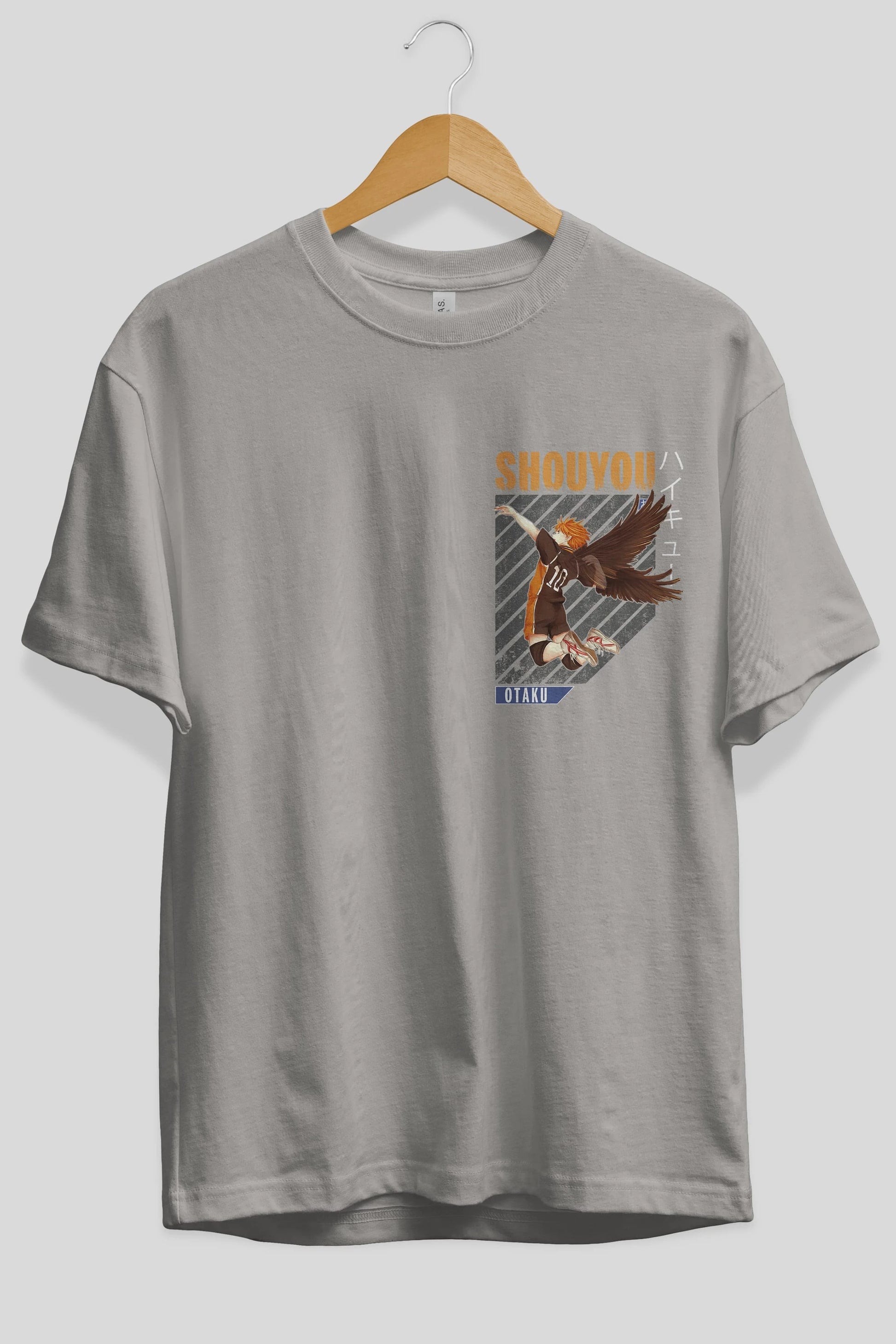 Shouyou Hinata 10 Ön Sol Baskılı Oversize t-shirt Erkek Kadın Unisex %100 Pamuk Bisiklet Yaka tişort