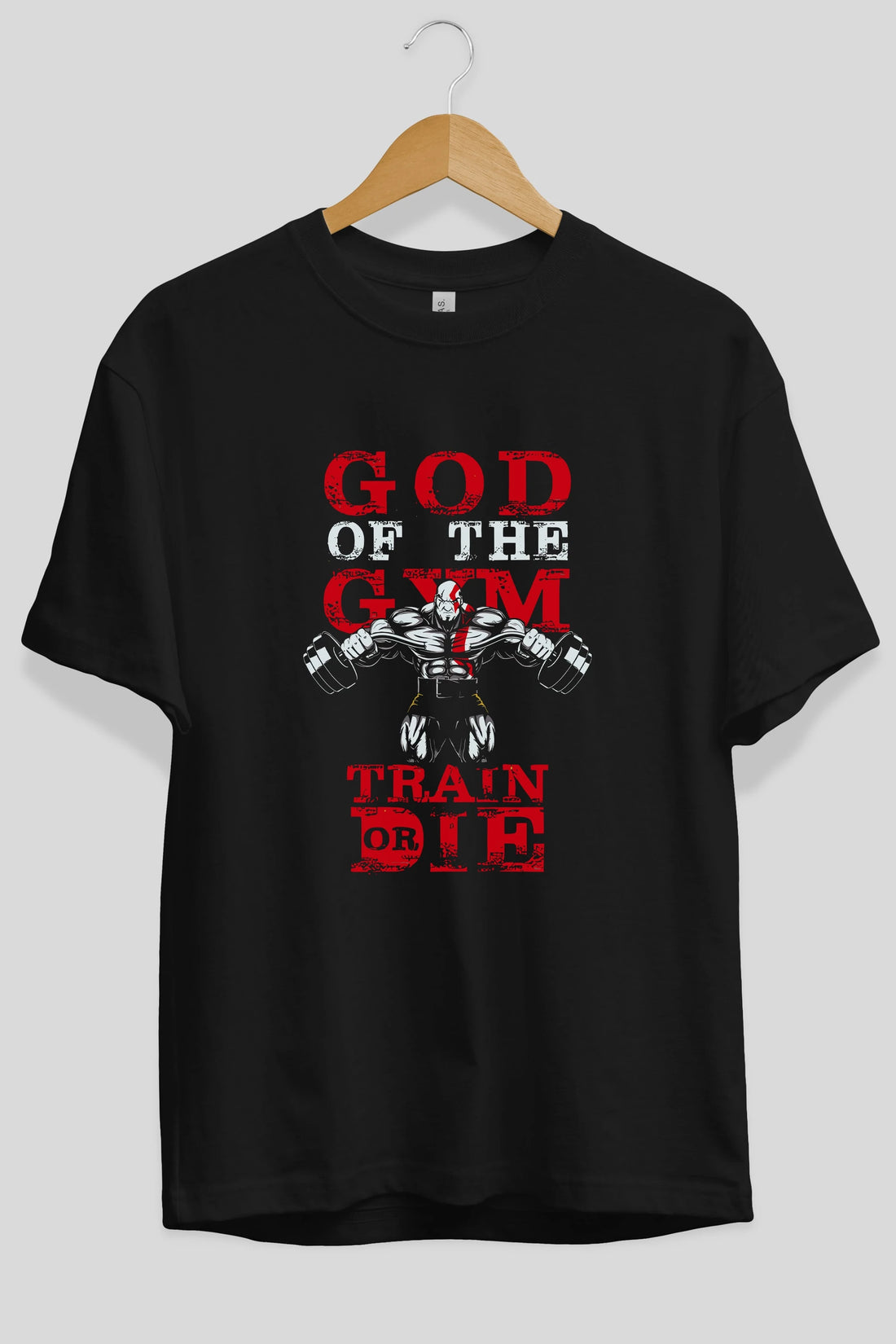 God of The GYM Ön Baskılı Oversize t-shirt Erkek Kadın Unisex %100 Pamuk Bisiklet Yaka tişort