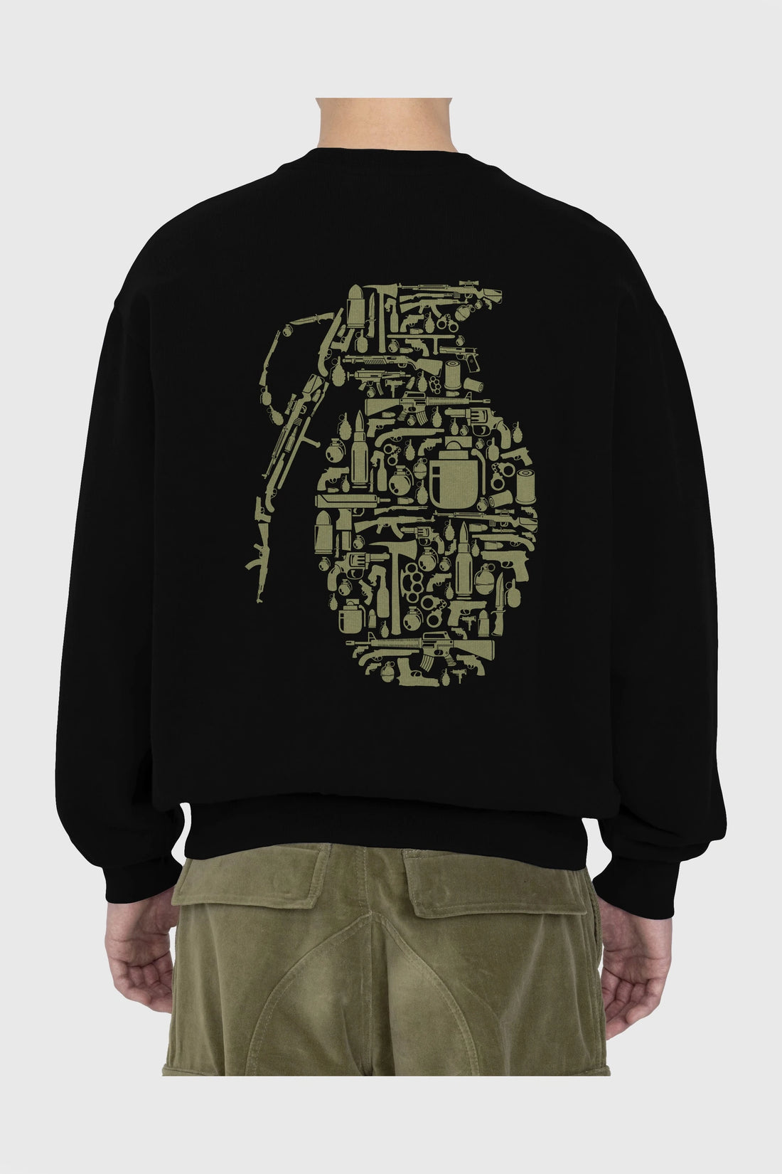 Grenade Arka Baskılı Oversize Sweatshirt Erkek Kadın Unisex