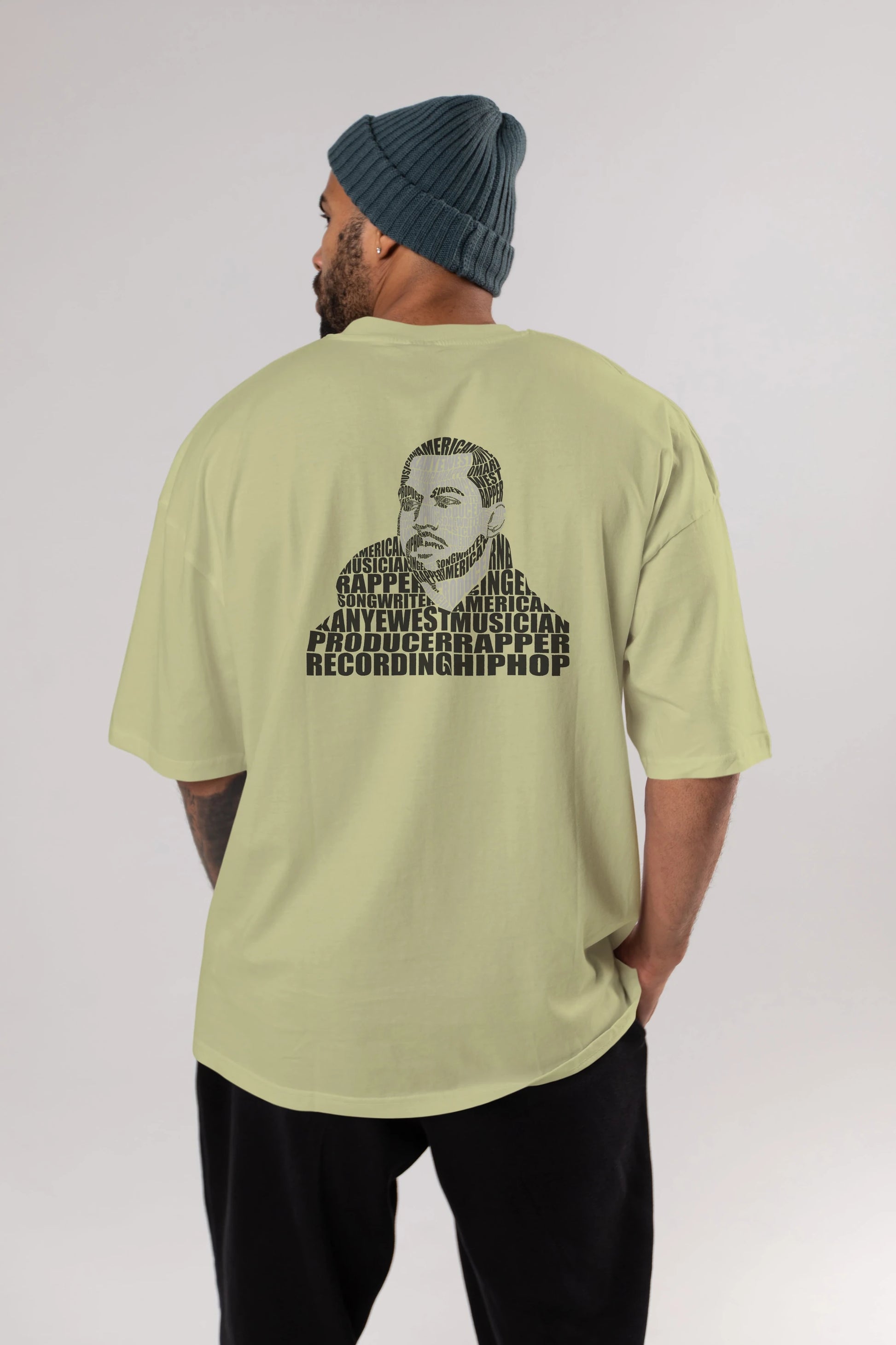 Kanye West Calligram Arka Baskılı Oversize t-shirt %100 pamuk Erkek Kadın Unisex