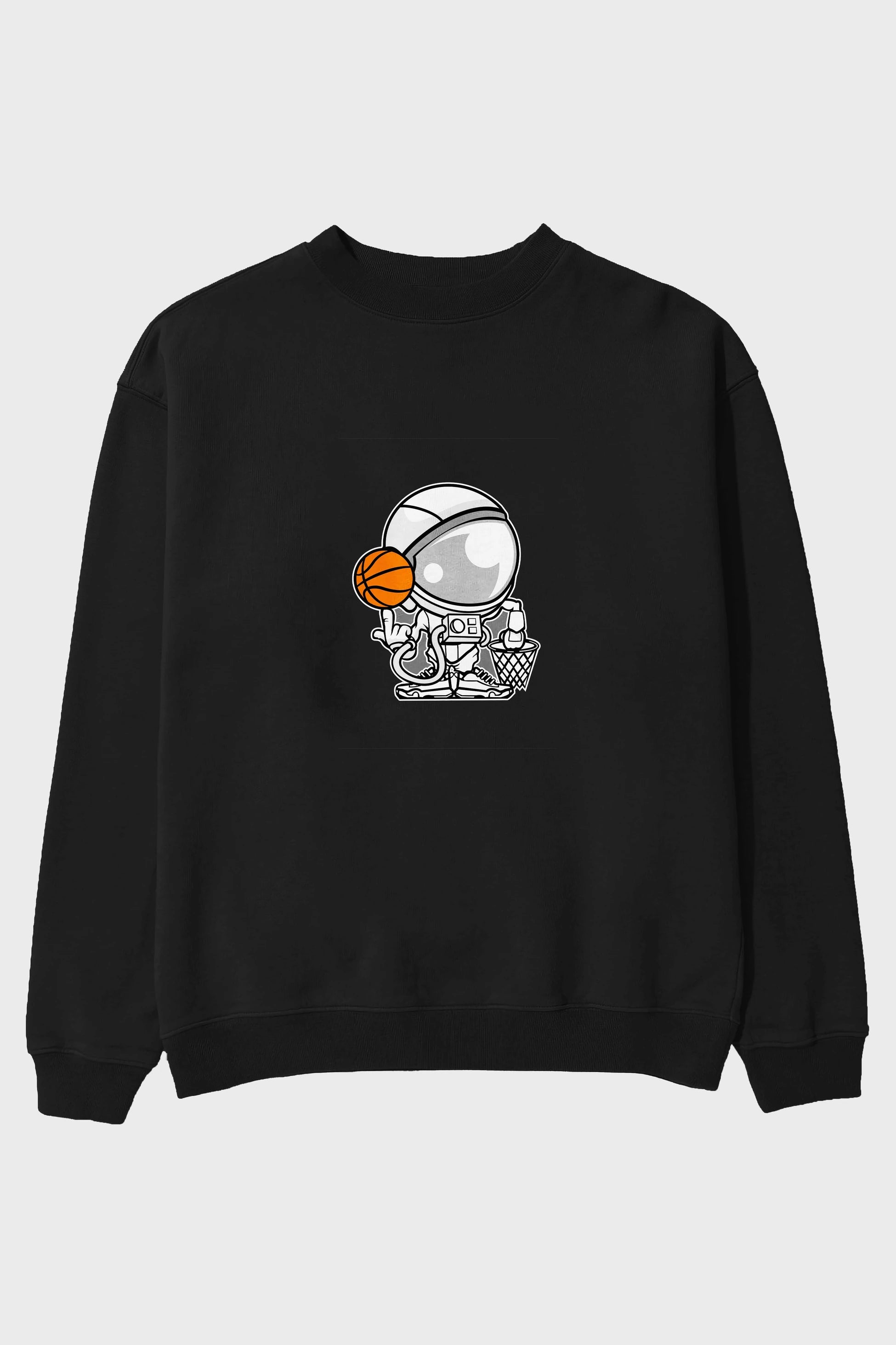 Astronaut Basketball Ön Baskılı Oversize Sweatshirt Erkek Kadın Unisex