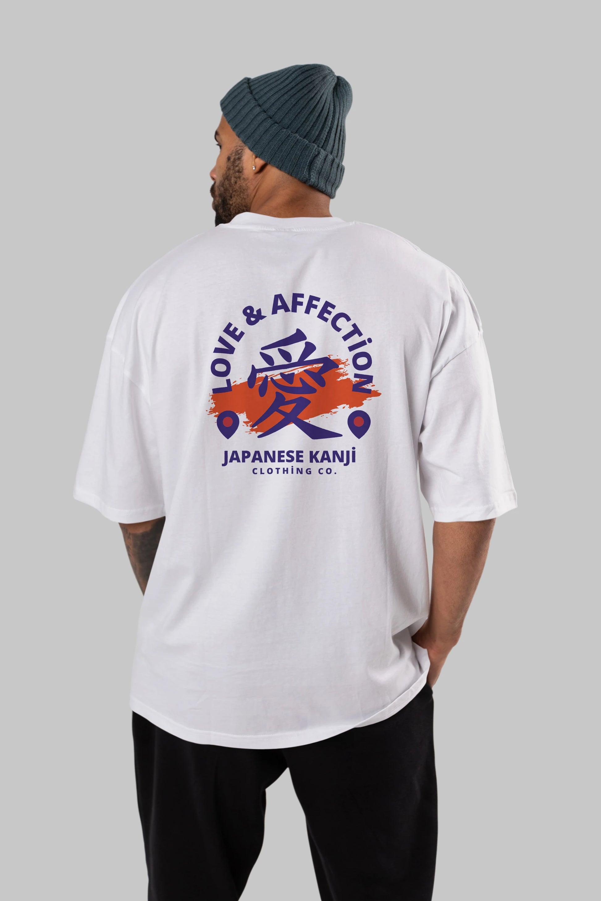 Love Affection Japanese Yazılı Arka Baskılı Oversize t-shirt Erkek Kadın Unisex