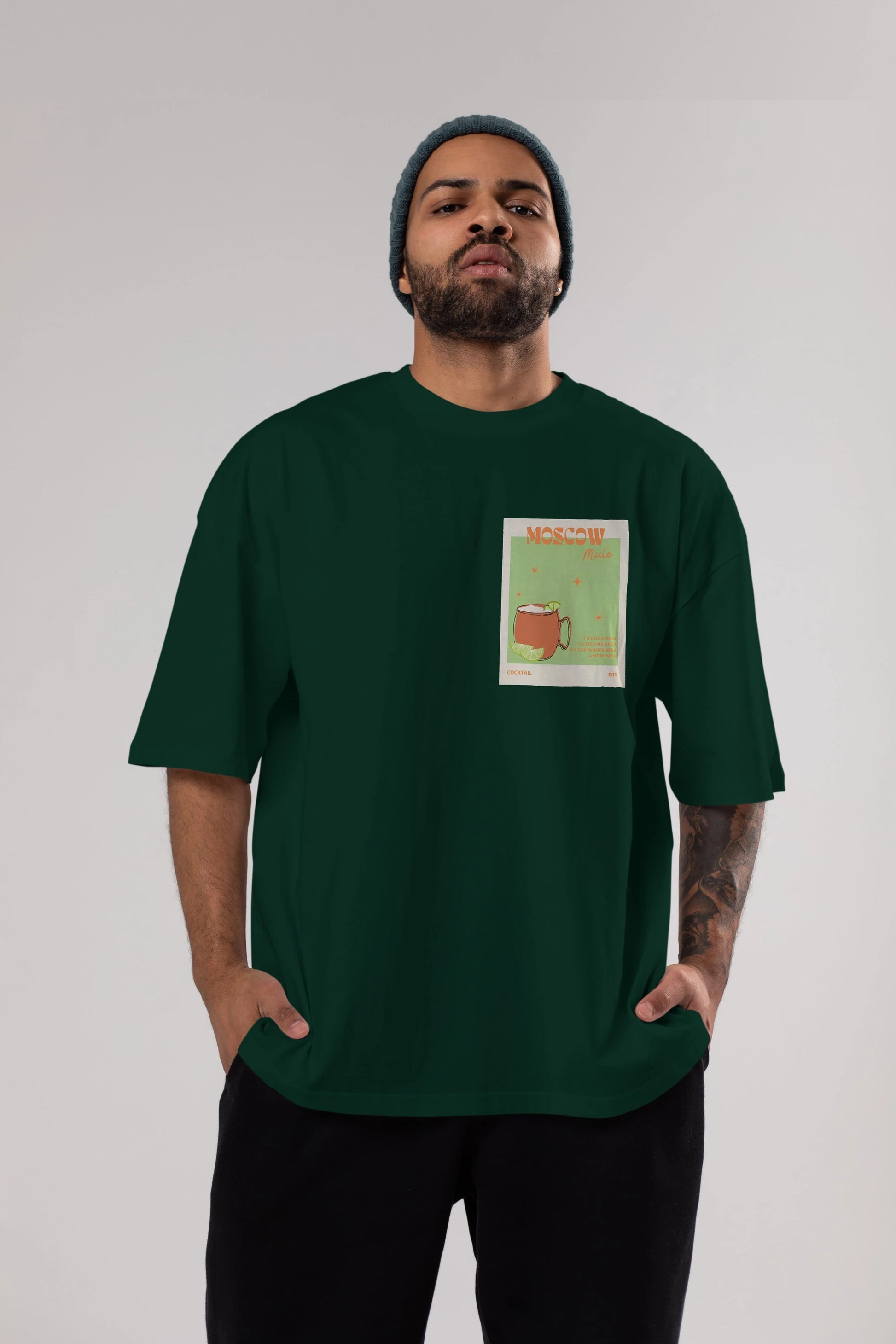 Moscow Mule 2 Ön Sol Baskılı Oversize t-shirt Erkek Kadın Unisex %100 Pamuk Bisiklet Yaka tişort