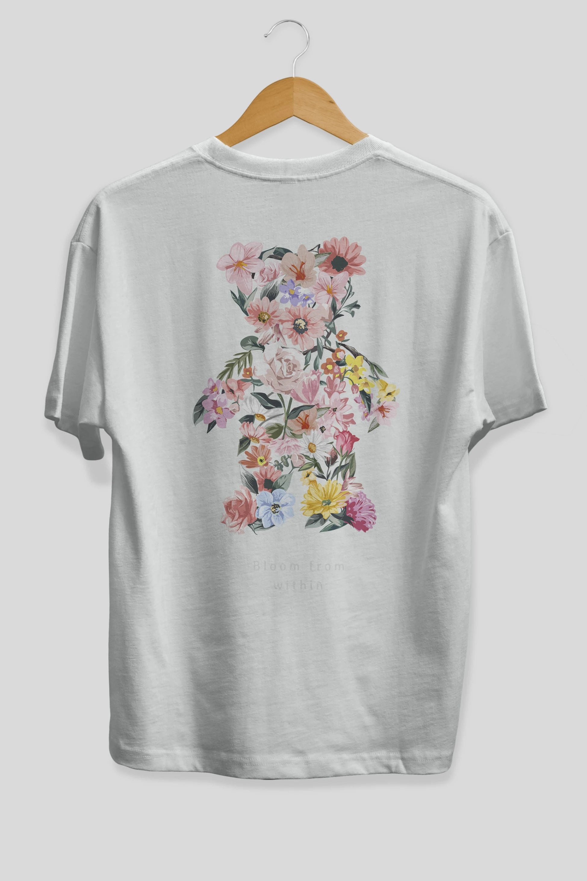 Bloom from Bear Arka Baskılı Oversize t-shirt Erkek Kadın Unisex