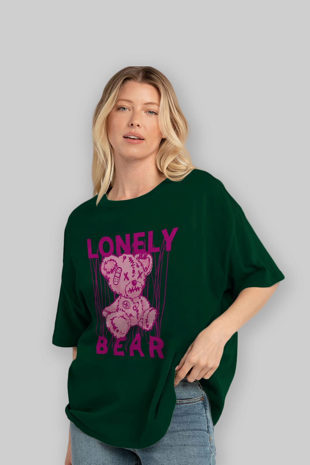 Lonely Bear Ön Baskılı Oversize t-shirt Erkek Kadın Unisex