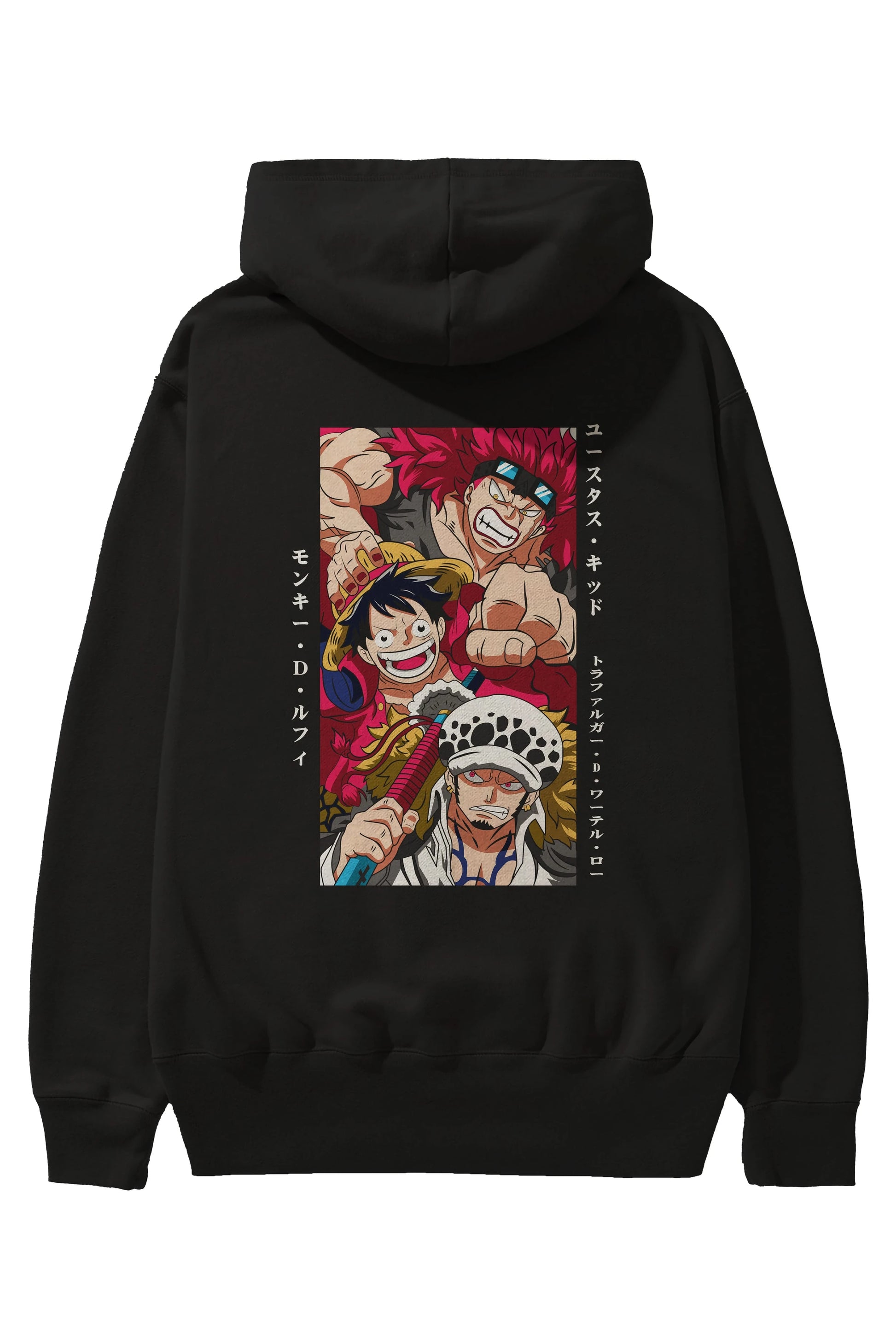SUPER NOVAS one piece Anime Arka Baskılı Hoodie Oversize Kapüşonlu Sweatshirt Erkek Kadın Unisex
